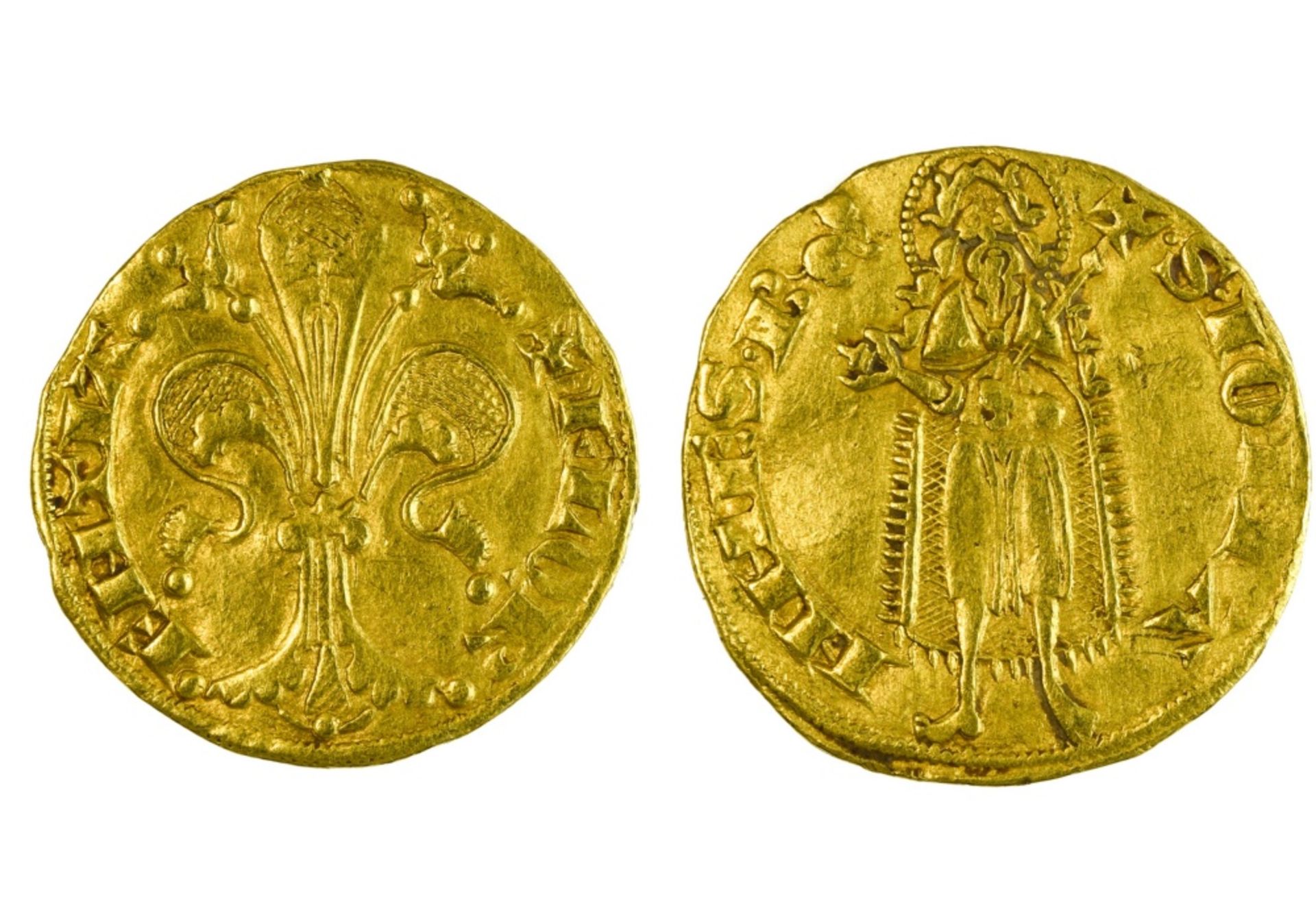 Italy, Firenze Republic (1189-1531), Florin, 3.35g, Florentine lys, +FLOR. ENTIA., rev. Saint John