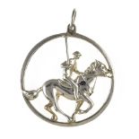 Tiffany & Co "Polo player" pendant Sterling silver, round, depicting a polo player on his horse.