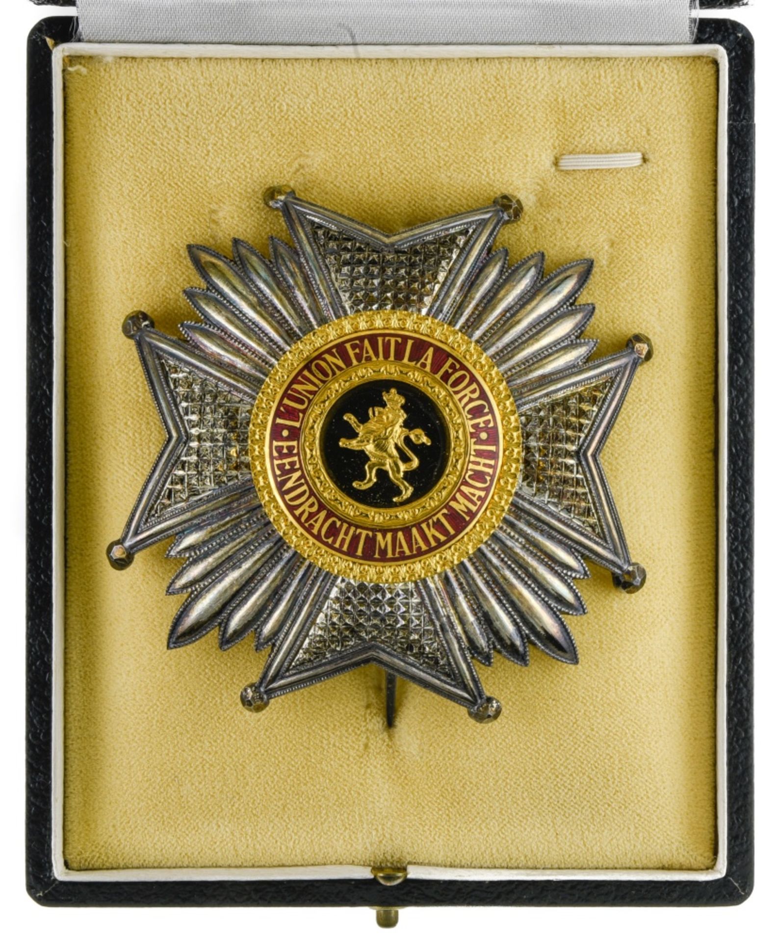Belgium Order of Leopold, Grand officer's breast badge, bilingual, signed De Greef. In a case by - Image 2 of 2