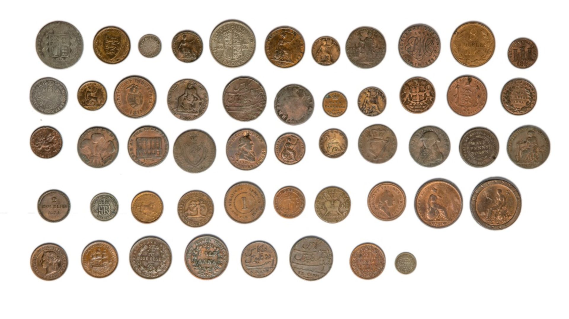 Great Britain mixed lot of coins and tokens, including Halfcrowns (2), 1846, 1944 ; Shilling, 1663 ; - Image 2 of 2