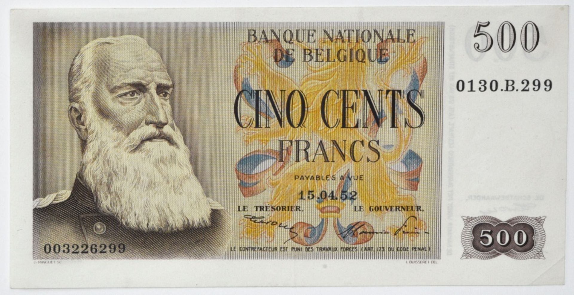 Belgium Banque Nationale de Belgique, Mixed lot including, 1000 Francs/200 Belgas, 05.10.34, 426.P. - Image 2 of 3