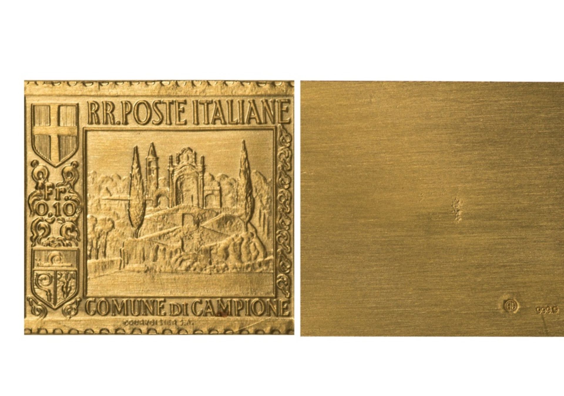 Italy Courvoisier S.A., metallic stamp, 0,10 Fr., 13.22g, 27mm x 33mm, in gold, R.R. POSTE