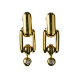 Baraka Pair of drop earrings 18 kt yellow gold, composed of a jointed rectangular motif and set with