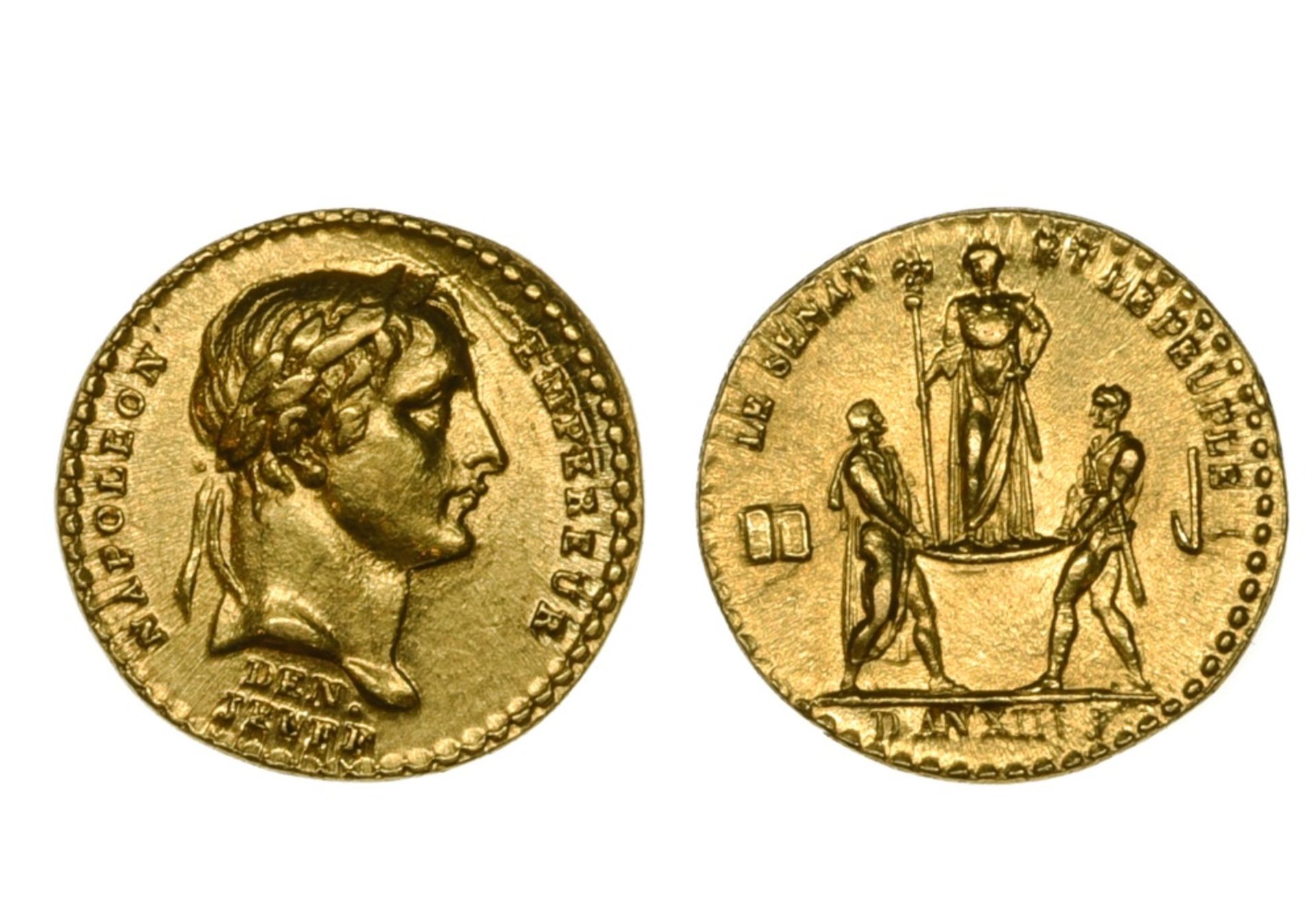 France Napoleon I (1804-1814), small coronation medal, 1.90g, 13mm, in gold, AN XIII, by Denon and