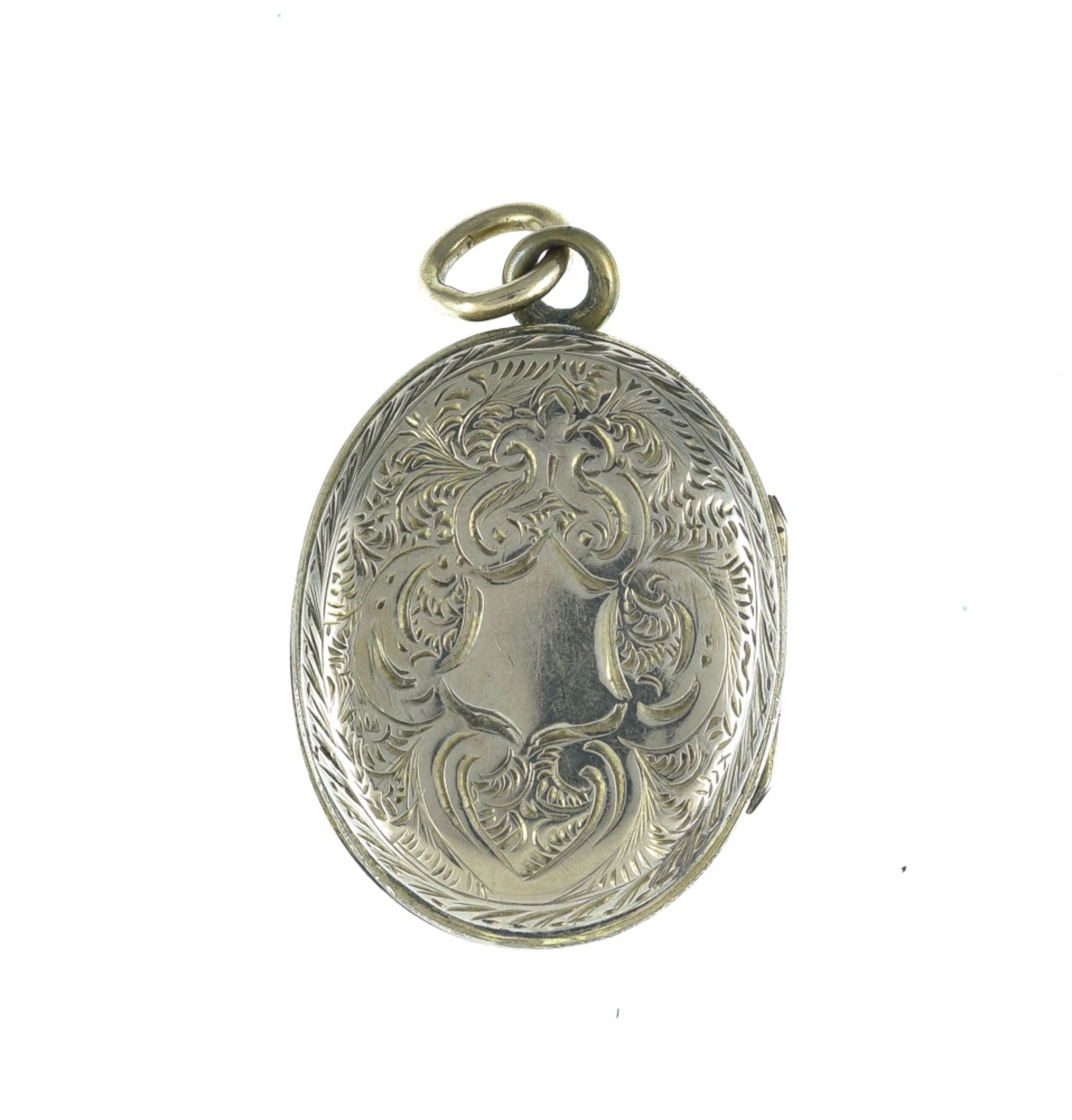 Victorian photo locket 8k yellow gold, adorned with a niello pattern depicting a broken column and - Image 2 of 3