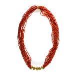 Van Cleef & Arpels Large coral necklace Composed of 17 strands of red coral beads, adorned with a