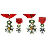 France Legion of honour, Third Republic model, Commander's cross, 83mm and Officer's cross, 58mm. In