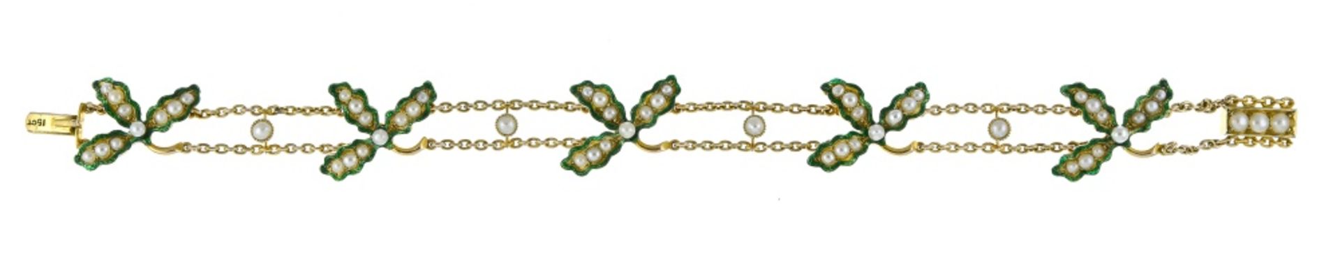 R.S. & A.P. Cufflin Romantic parure 18 kt and 15 kt yellow gold, composed of a choker necklace, a - Image 3 of 6