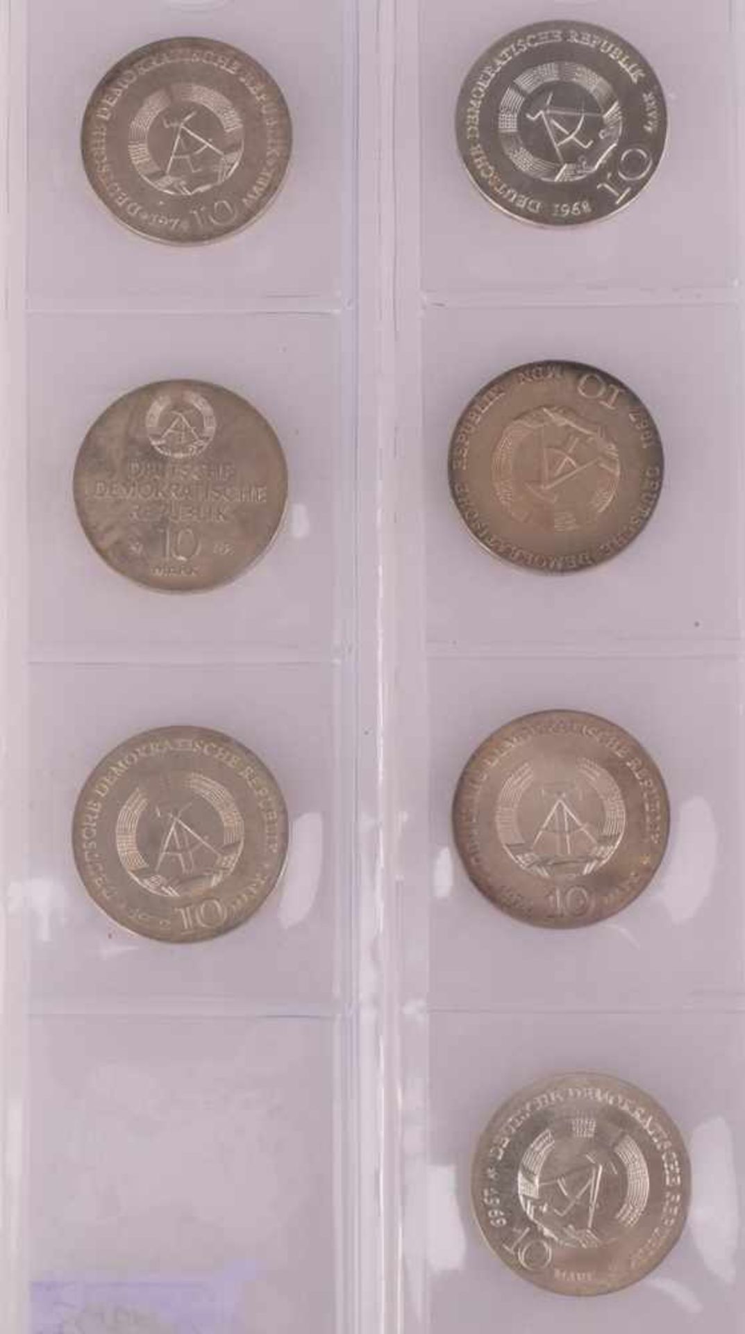 Konvolut Silbermünzen DDR insg. 7 versch. Silbermünzen zu 10 Mark: 1 x "Käthe Kollwitz" 1967, 1 x " - Bild 3 aus 3