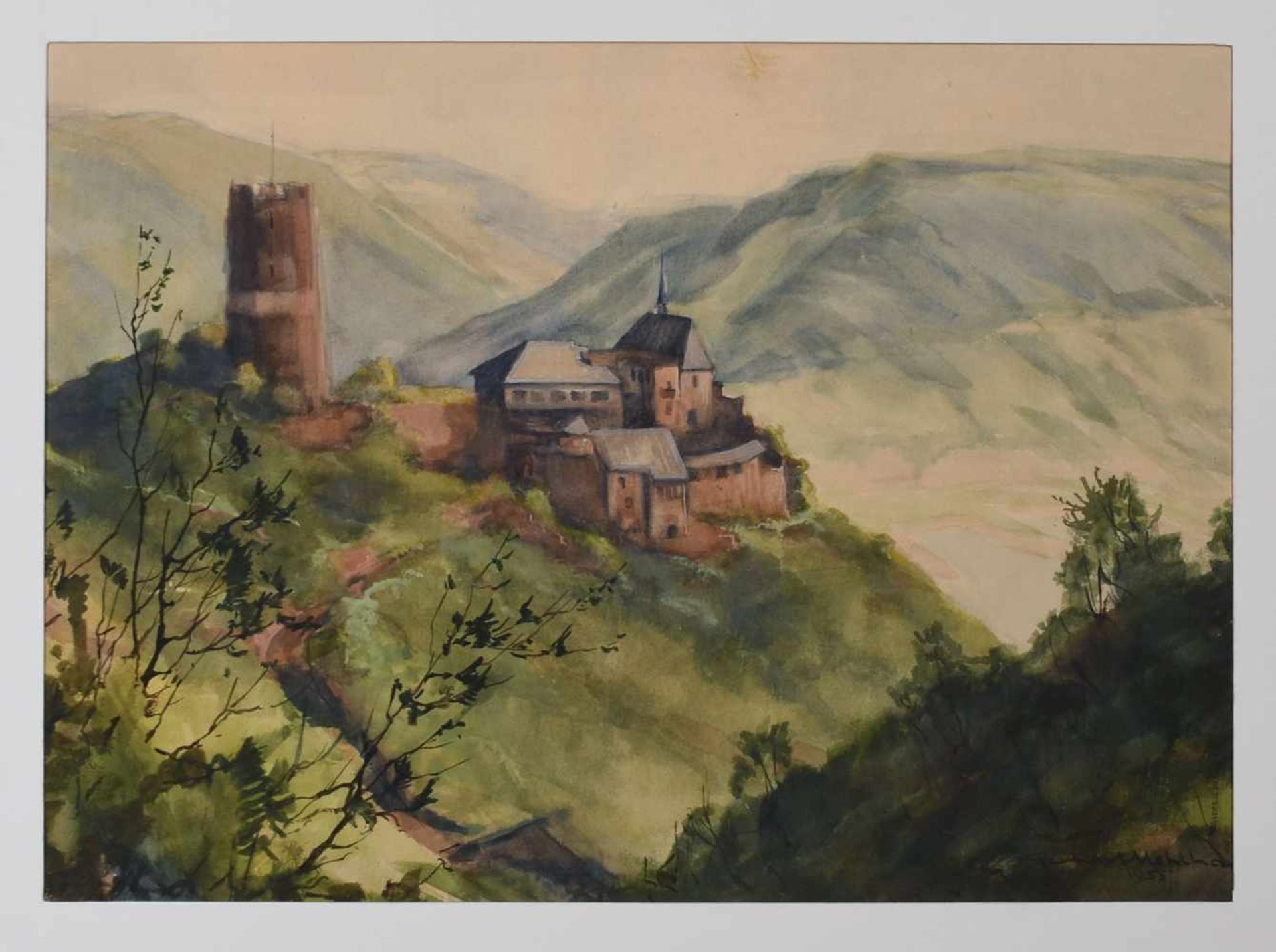 Melhorn, Gerhart (1905 Krefeld - 1972 ebd.) Aquarell und Tusche auf Papier, Blick auf eine - Bild 2 aus 3