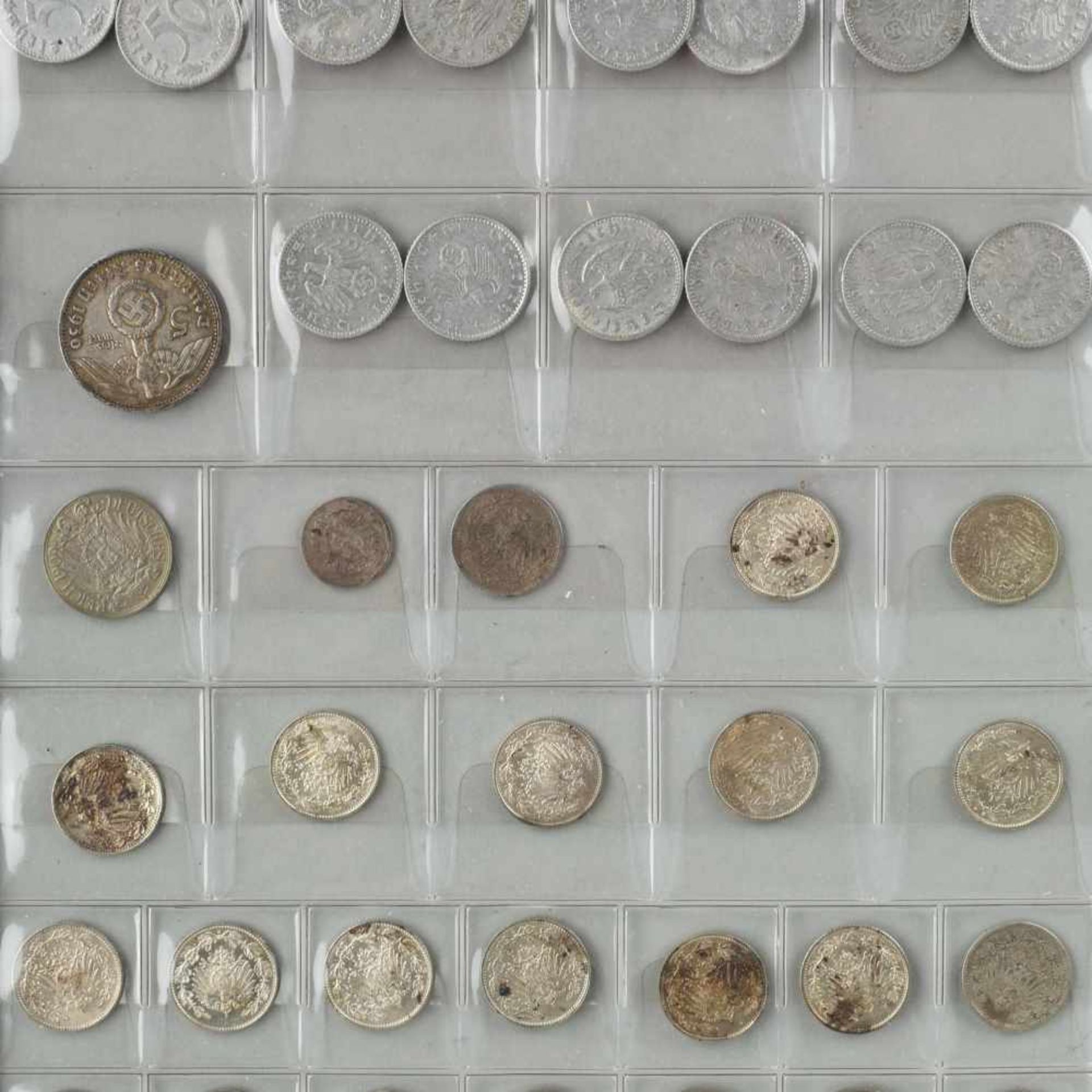 Konvolut Münzen Kaiserreich / III. Reich insg. ca. 39 Münzen, dabei auch Silber, u.a. 18 x 1/2