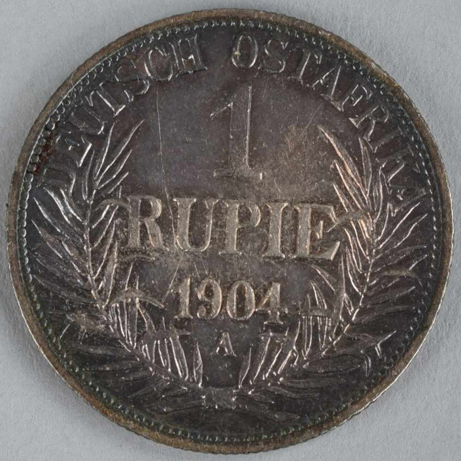 Silbermünze Deutsche Kolonien 1904 1 Rupie in Silber, Deutsch-Ostafrika, av. Wertangabe mit