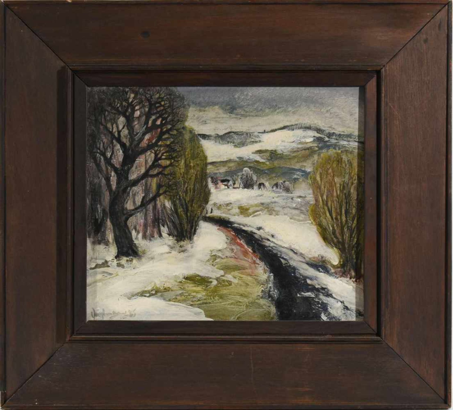 Voigtmann, Lutz (1941 Krostitz - 1997 Chemnitz) Öl/Hartfaser, Landschaft im Winter, links unten - Bild 3 aus 4