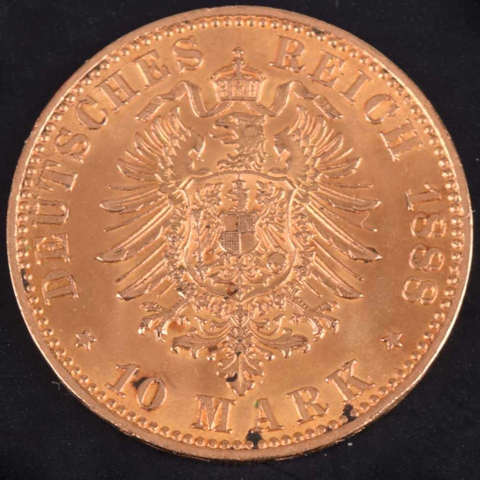 Goldmünze Kaiserreich - Preußen 1888 10 Mark in Gold, 900/1000, 3,58 g, av. Friedrich Deutscher - Bild 3 aus 3