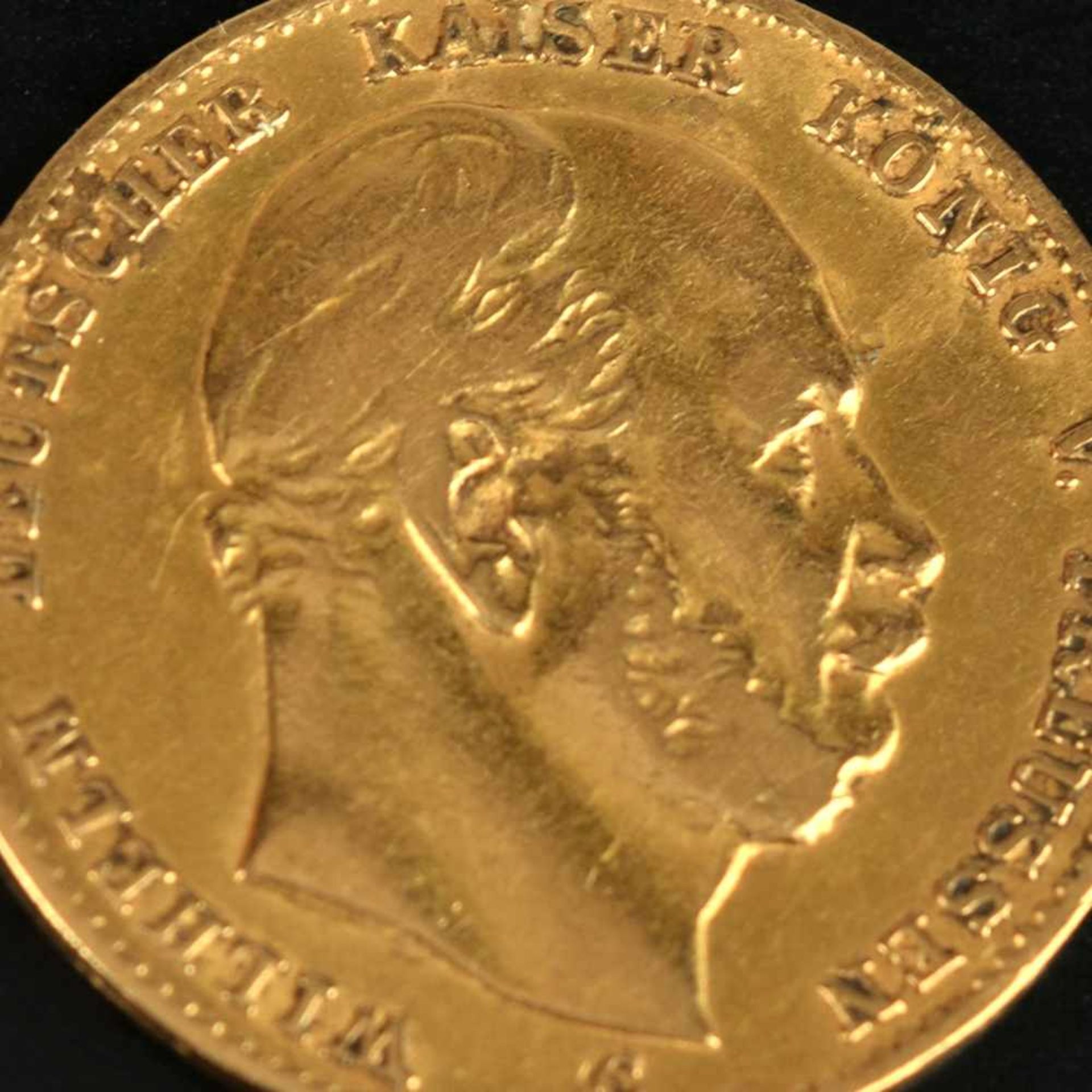 Goldmünze Kaiserreich - Preußen 1872 10 Mark in Gold, 900/1000, 3,58 g, av. Wilhelm Deutscher Kaiser