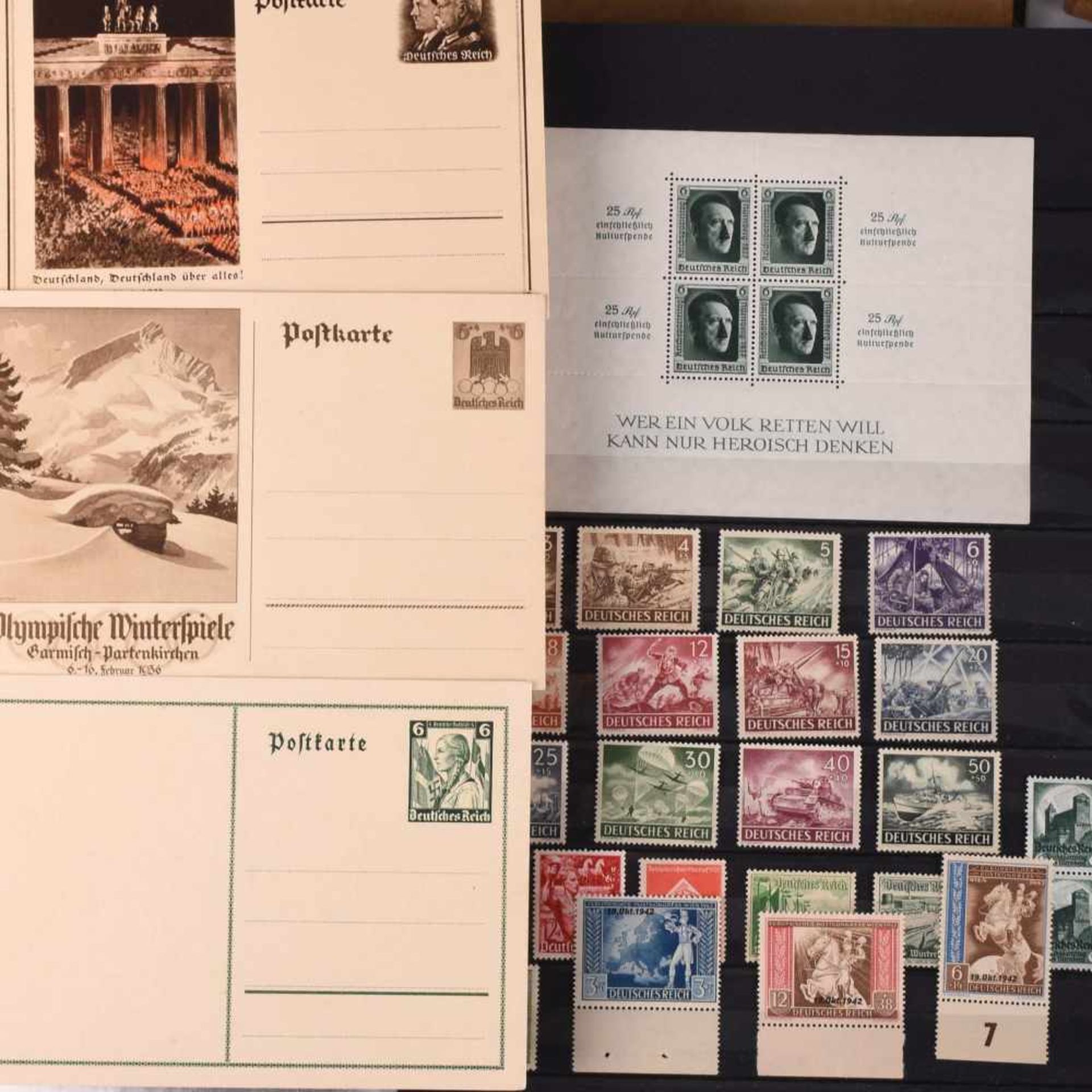 Konvolut Briefmarken postfrisch und gestempelt, dabei u.a. III. Reich, Deutsches Reich, Alteuropa
