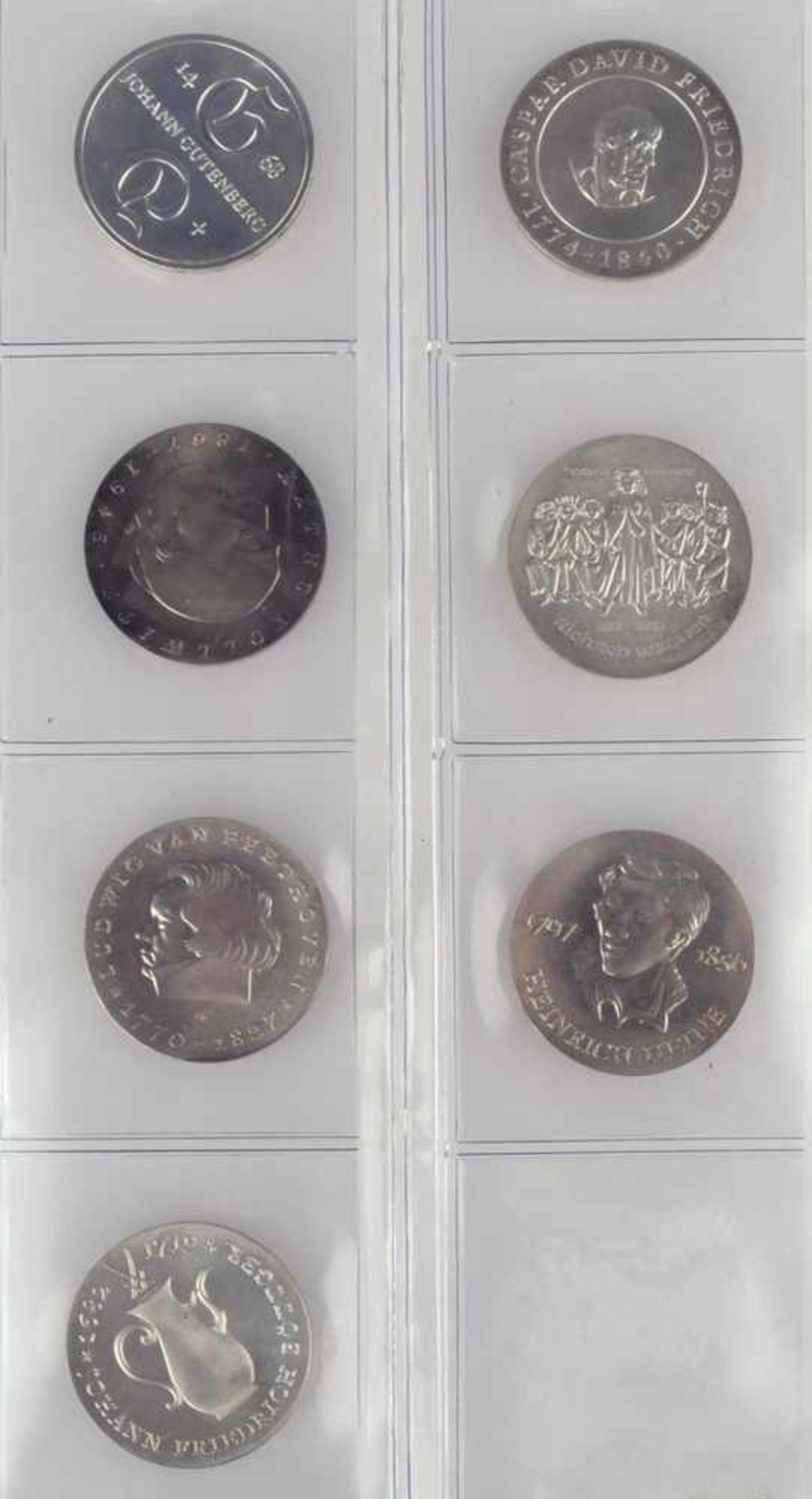 Konvolut Silbermünzen DDR insg. 7 versch. Silbermünzen zu 10 Mark: 1 x "Käthe Kollwitz" 1967, 1 x " - Bild 2 aus 3
