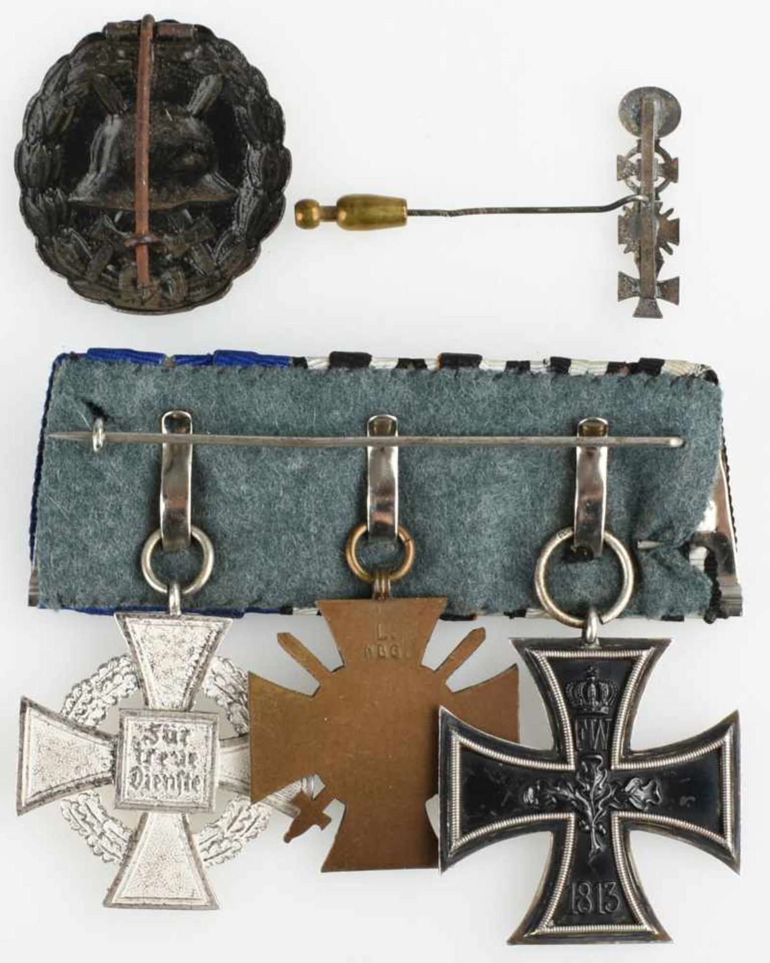 Ordensspange, Miniatur und Verwundetenabzeichen III. Reich 1 x dreiteilige Bandspange: Eisernes - Bild 3 aus 3