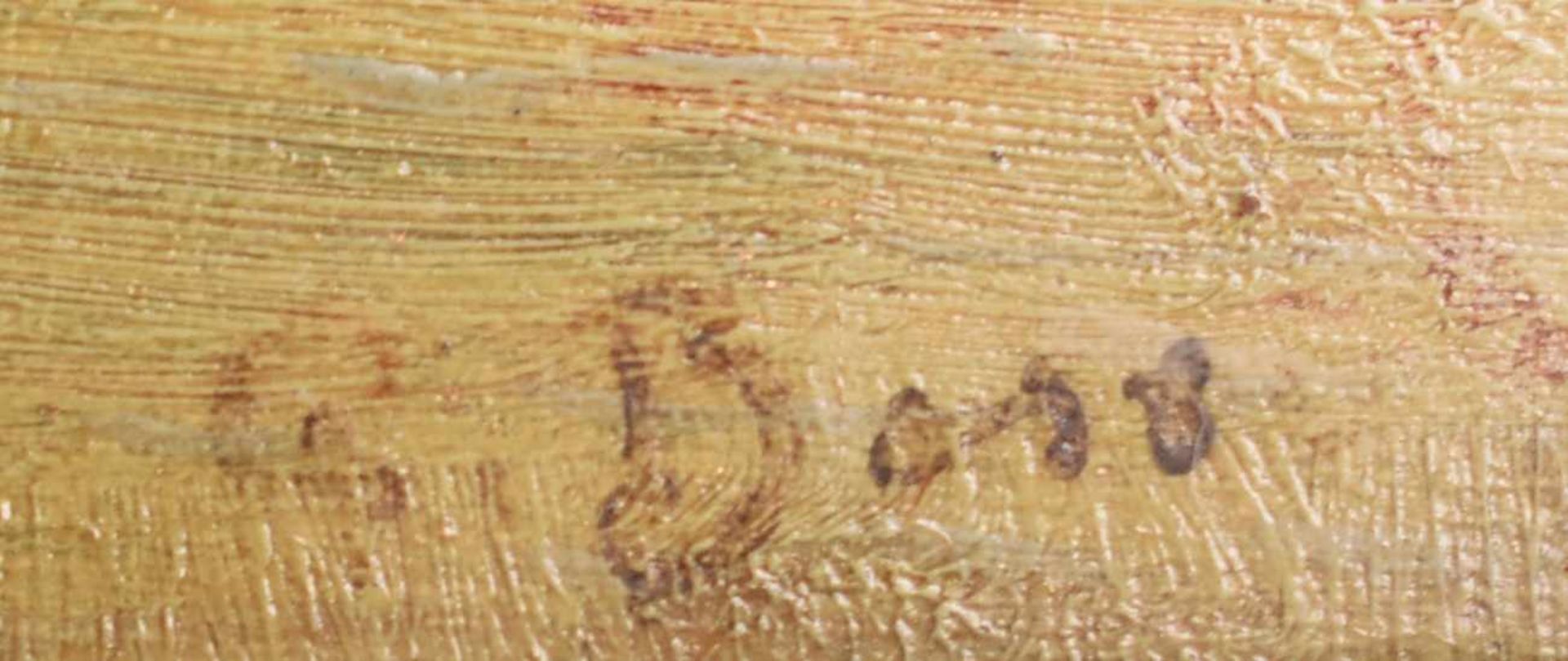 Bosi, A. Öl/Holz, südländische Hafenszene, rechts unten signiert, gerahmt hinter Glas, Altersspuren, - Image 4 of 4