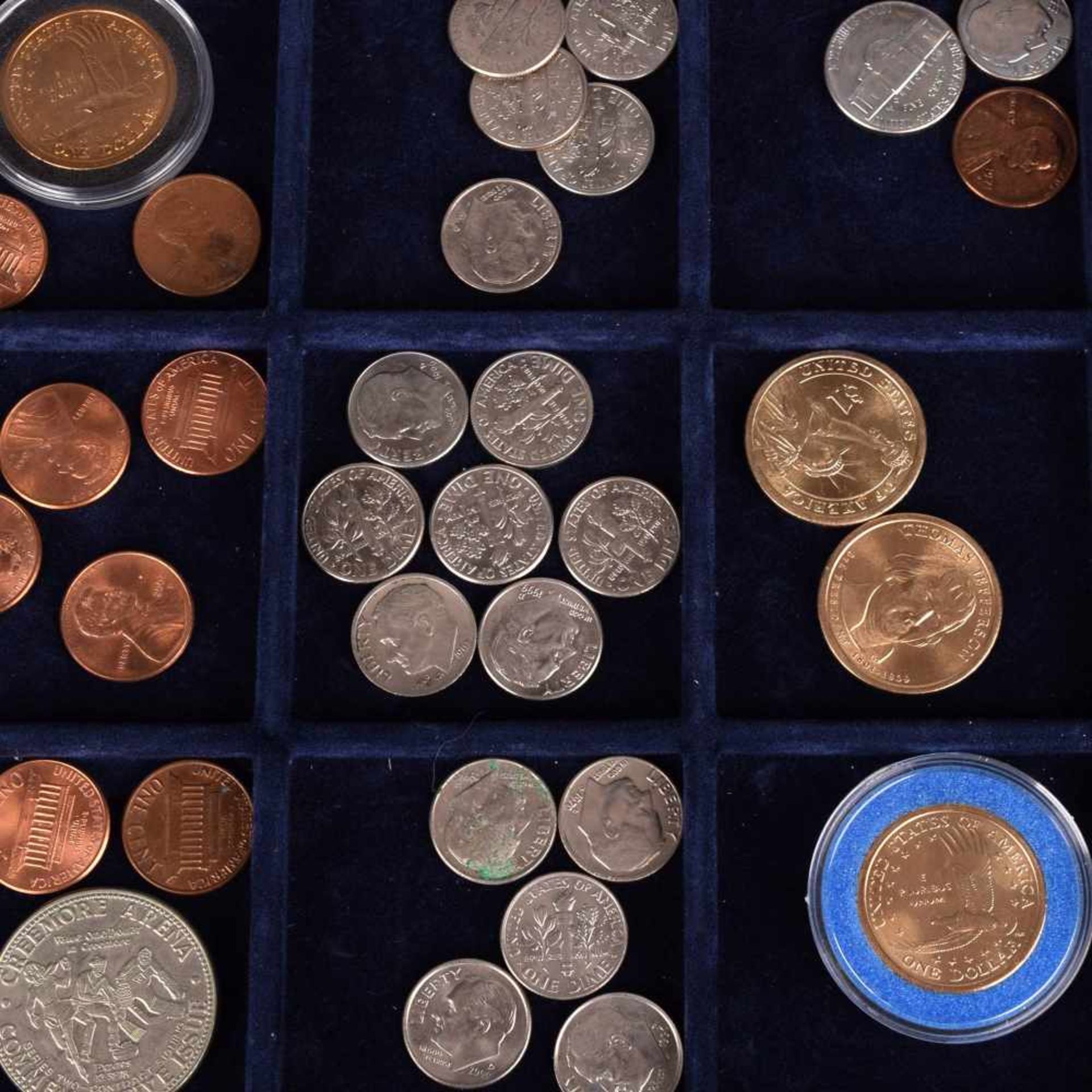 Sammlung Münzen USA insg. über 120 Münzen, dabei u.a. 1 x "District of Columbia & U.S. Territories