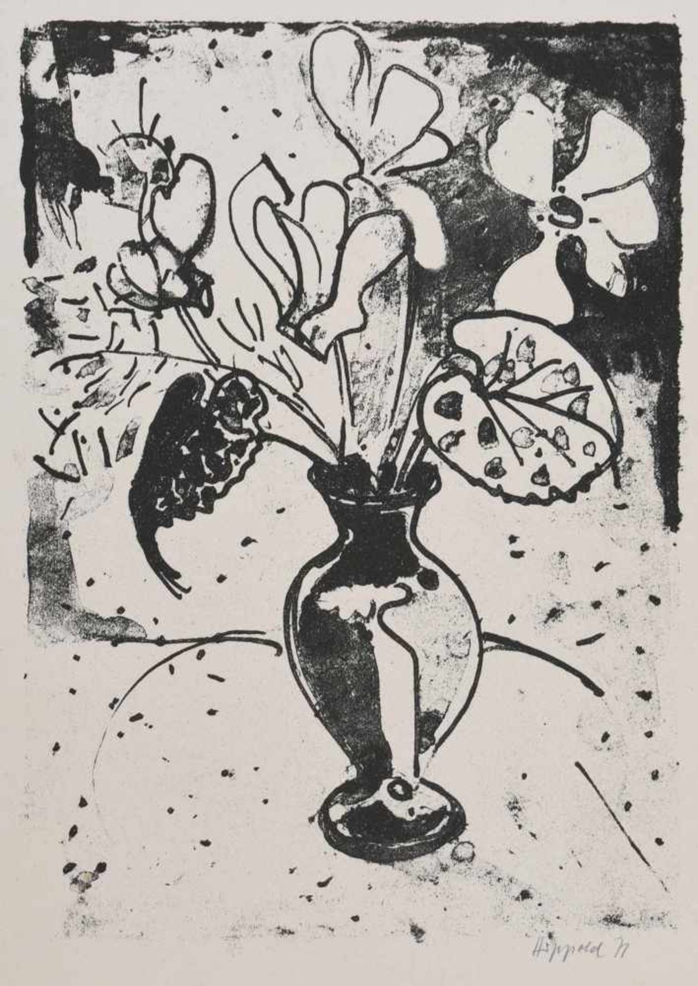 Hippold, Erhard (1909 Wilkau - 1972 Bad Gottleuba) Lithografie, Blumenstillleben, Vase mit - Bild 2 aus 2