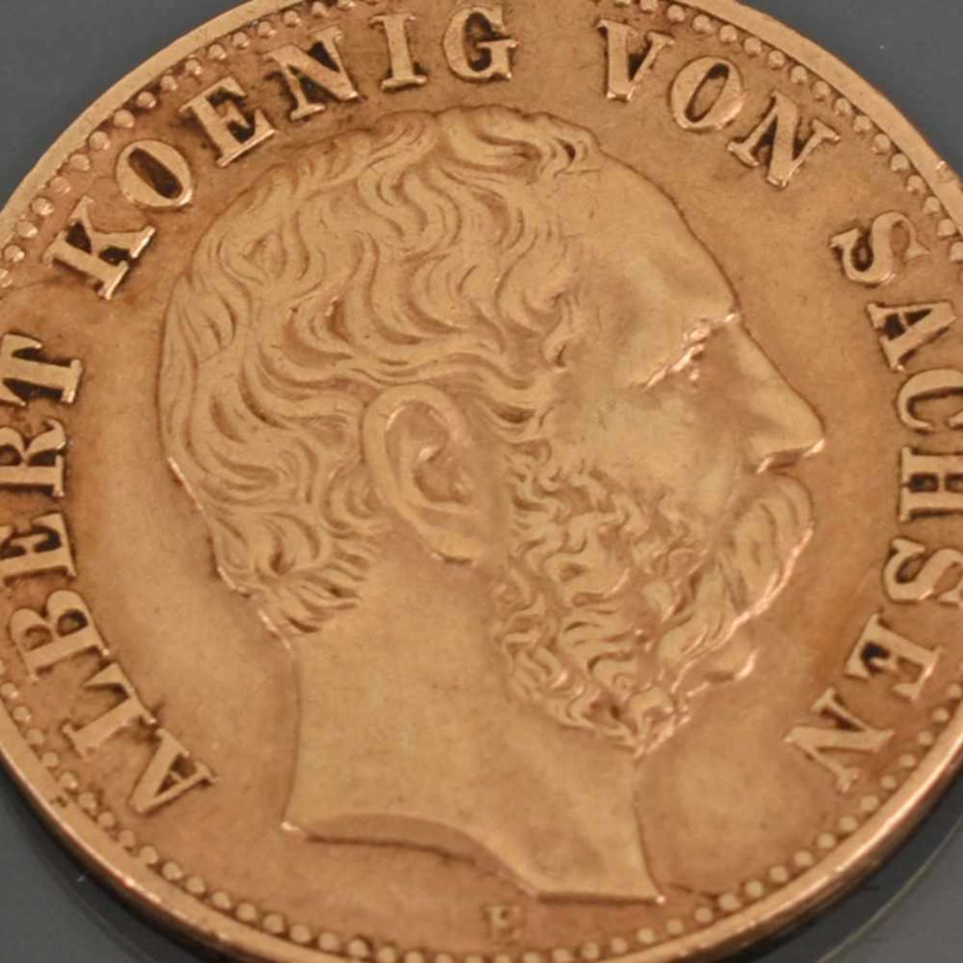 Goldmünze Kaiserreich - Sachsen 1891 10 Mark in Gold, 900/1000, 3,98 g, D ca. 19,5 mm, av. Albert