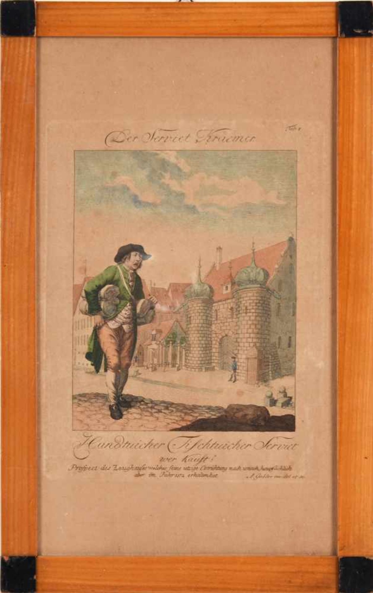 Gabler, Ambrosius (1762 Nürnberg - 1834 ebd.) kolorierte Radierung, "Der Serviet Kraemer", Blatt 1 - Bild 3 aus 3