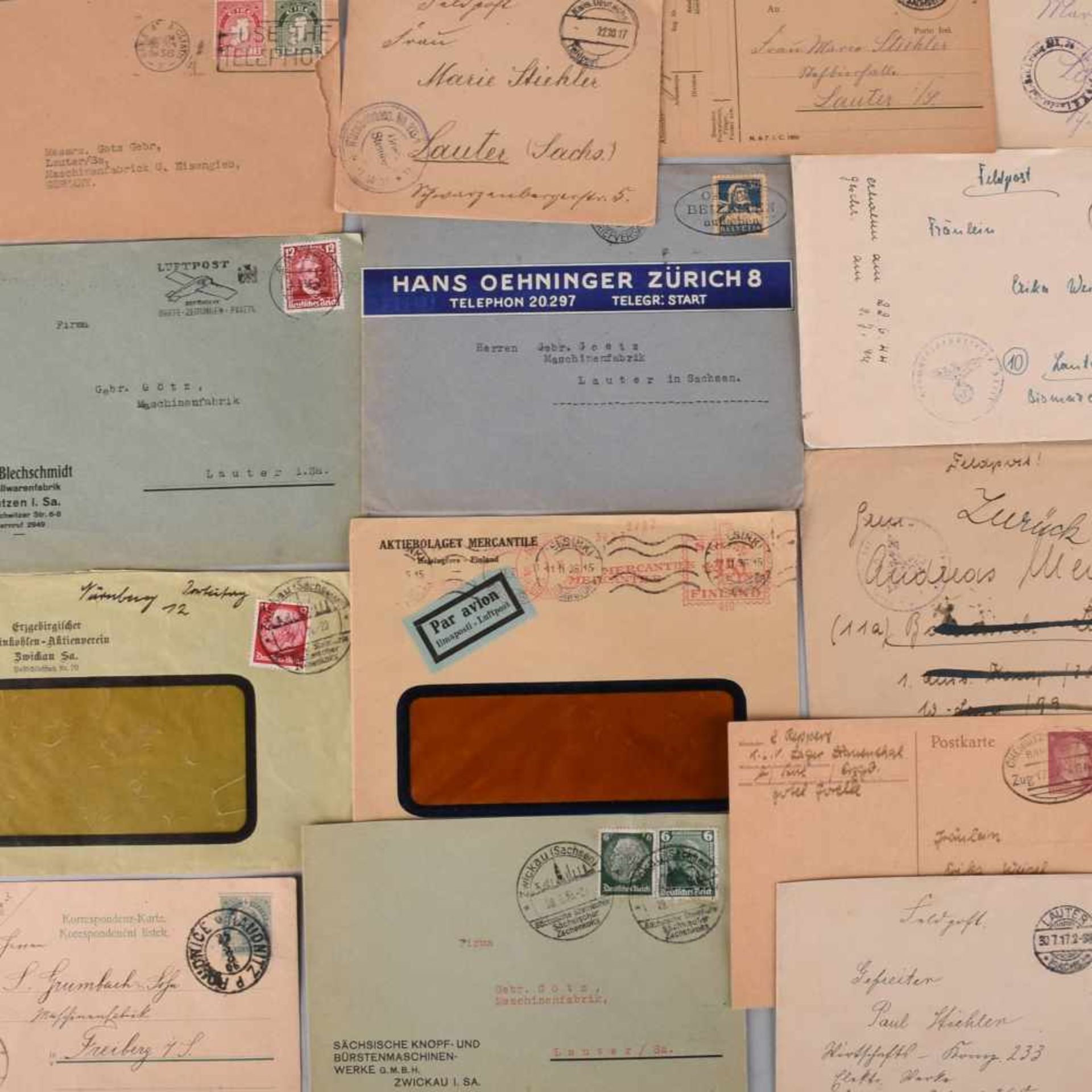 Konvolut Firmenpost, Feldpostbriefe etc. insg. über 100 Briefe, Karten, Belegstücke, meist