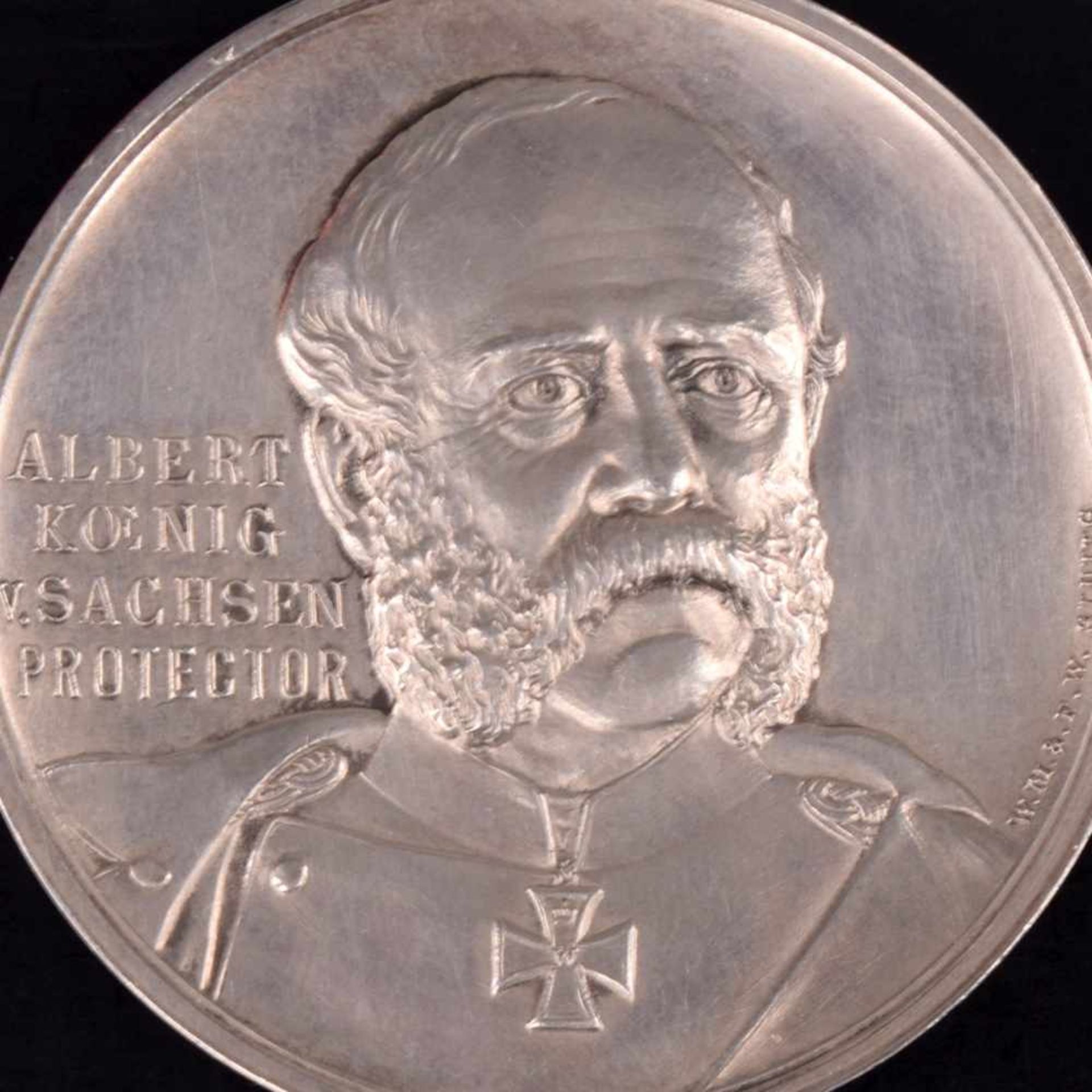 Historische Sachsen-Medaille 19. Jh. hrsg. auf das 17. Mitteldeutsche Bundesschießen Leipzig 1898,