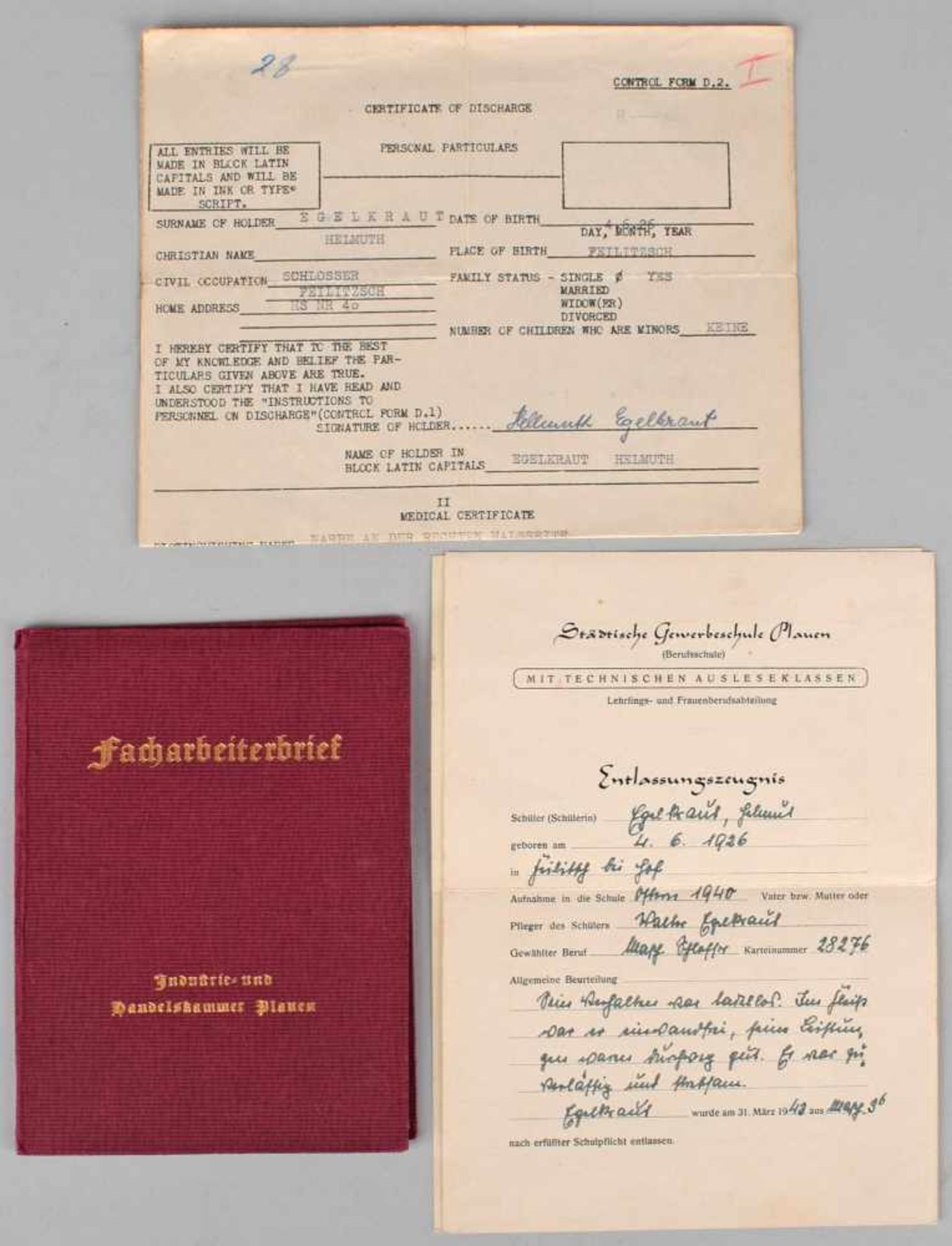 Konvolut Dokumente III. Reich 1 x Facharbeiterbrief Vomag Maschinenfabrik AG Plauen als - Bild 2 aus 2