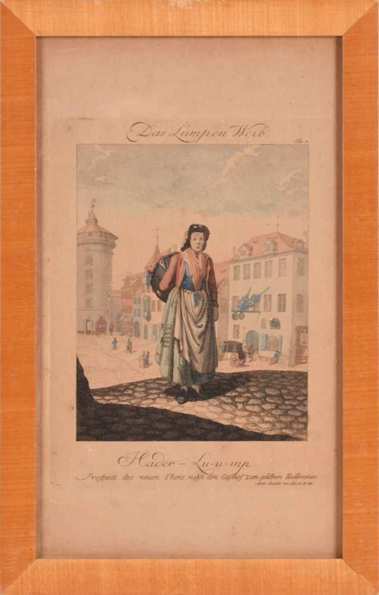 Gabler, Ambrosius (1762 Nürnberg - 1834 ebd.) kolorierte Radierung, "Das Lumpen Weib", Blatt 3 der - Bild 3 aus 3