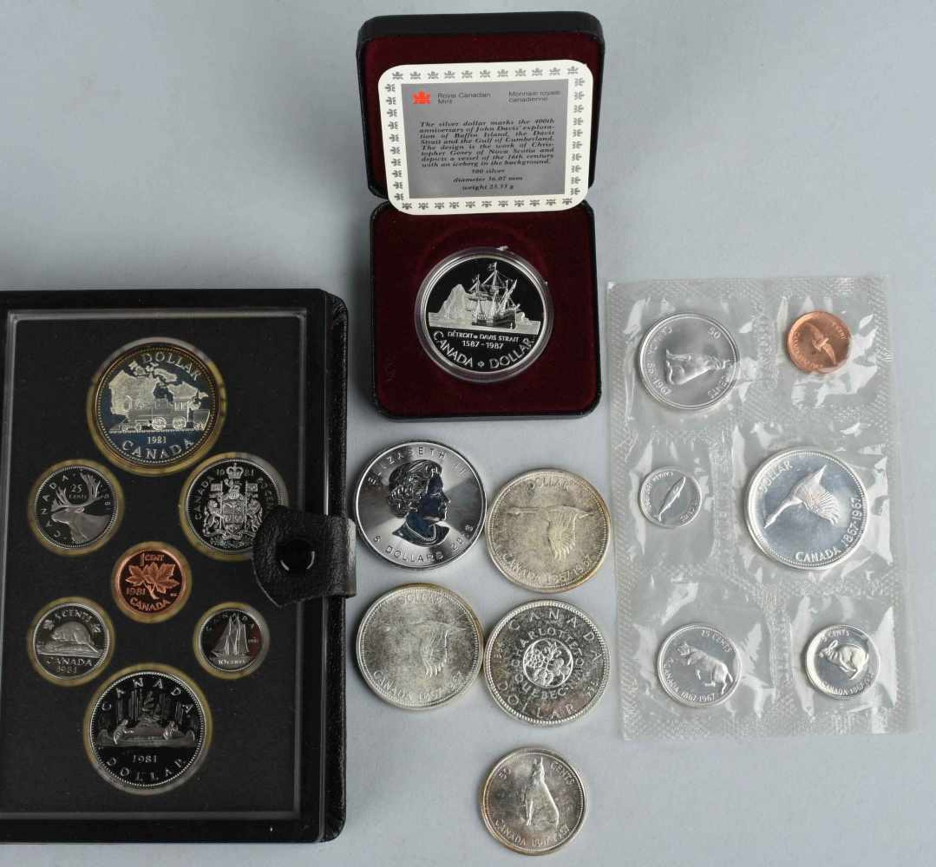 Konvolut Münzen Kanada insg. 19 Stück, dabei auch Silbermünzen, u.a.: 1 x offizielles Münzset der - Bild 2 aus 2