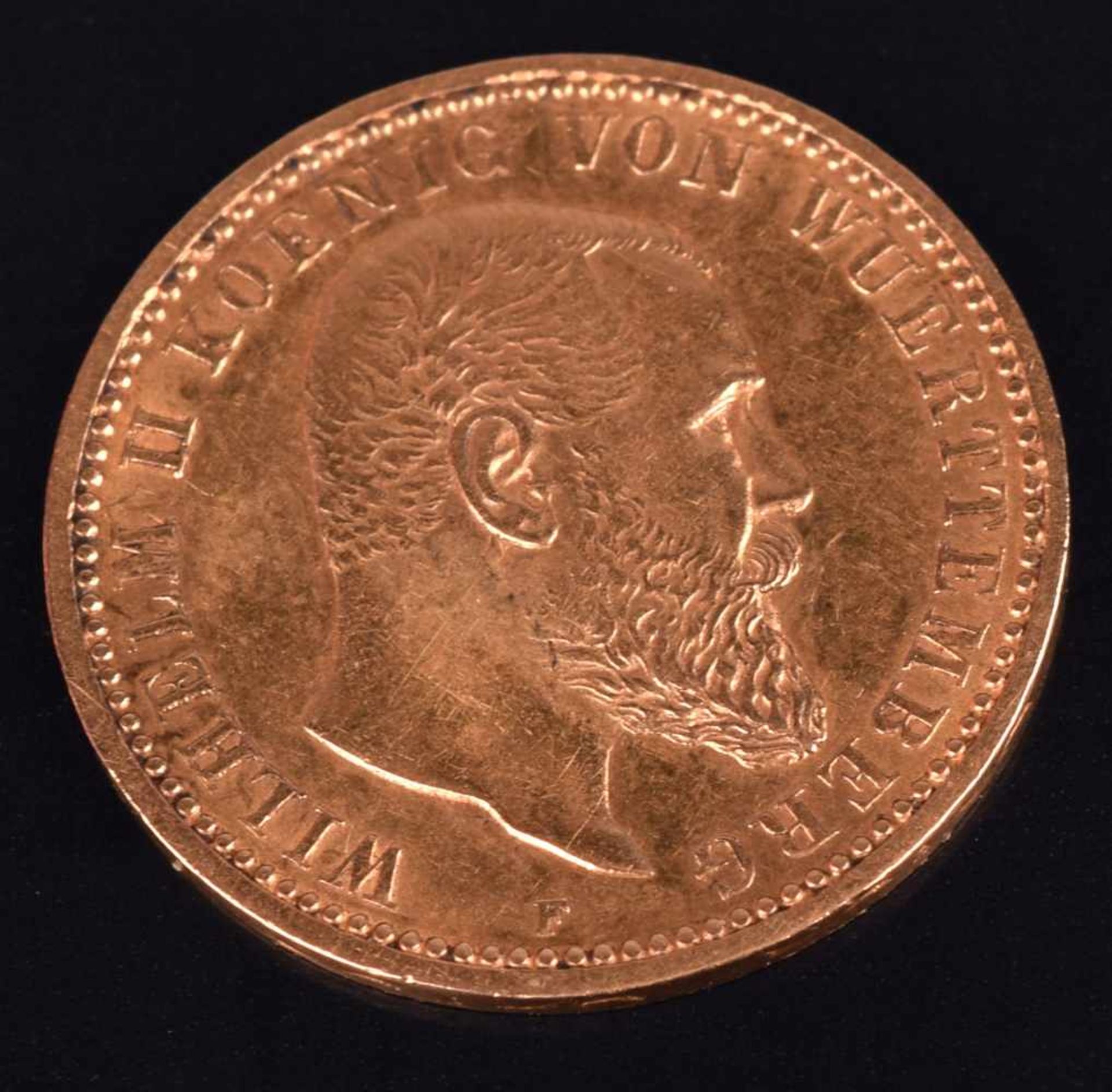 Goldmünze Kaiserreich - Württemberg 1903 10 Mark in Gold, 900/1000, 3,58 g, av. Wilhelm II König von - Bild 2 aus 3