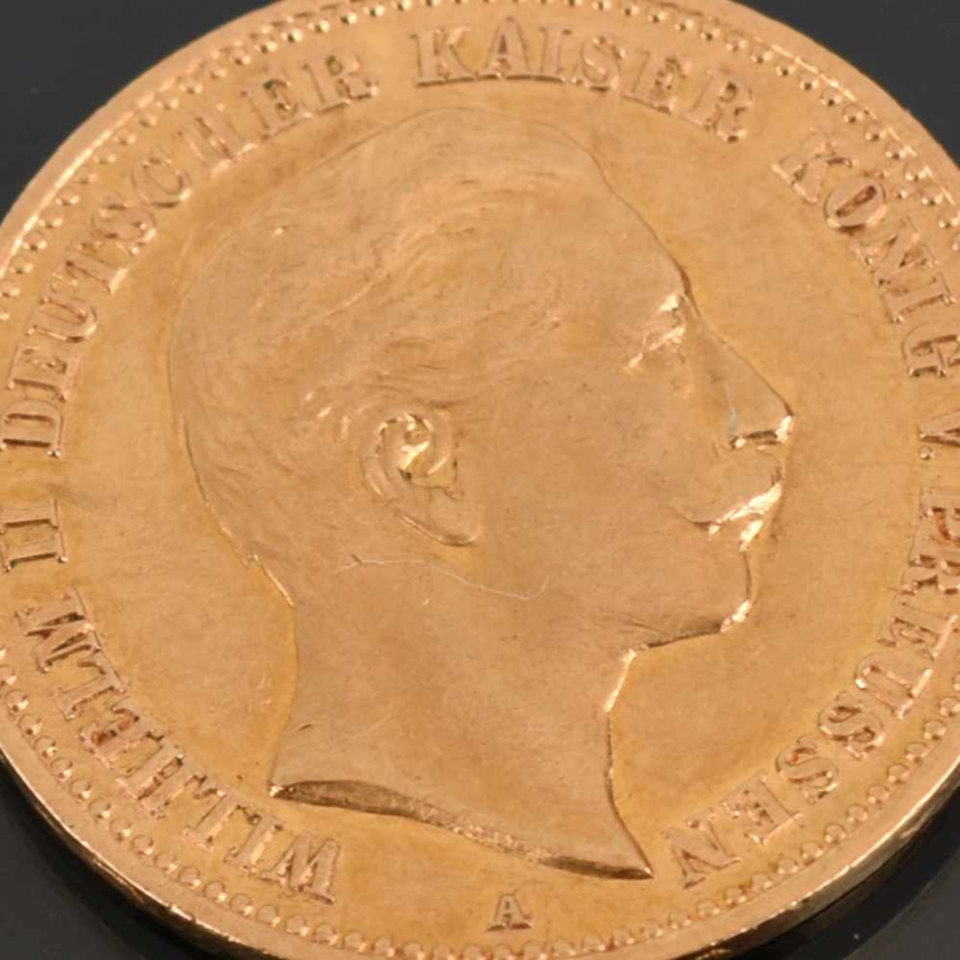 Goldmünze Kaiserreich - Preußen 1907 10 Mark in Gold, 900/1000, 3,98 g, D ca. 19,5 mm, av. Wilhelm