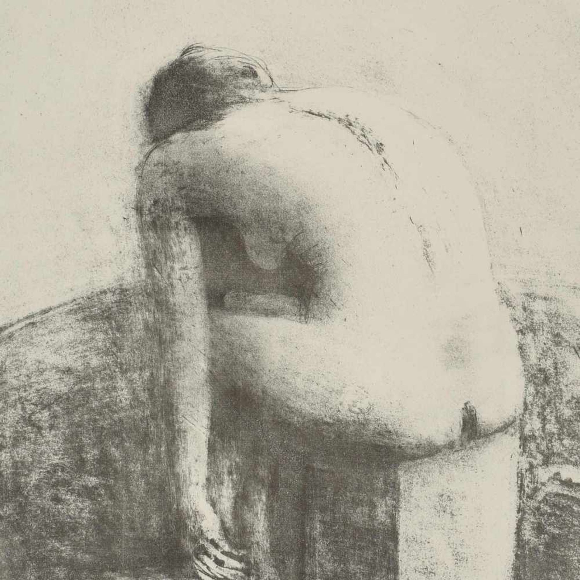 Möhwald, Otto (1933 Krausebauden - 2016 Halle/S.) Lithografie, Frauenakt sitzend in Rückenansicht,