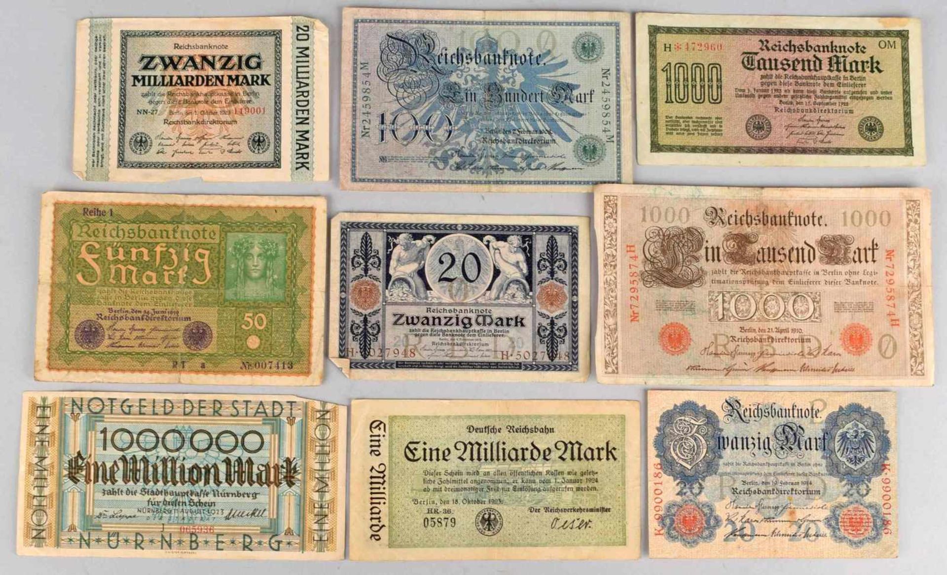 Konvolut Papiergeld insg. wohl an die 90 Stück, dabei: 1 x Million Mark Stadtsparkasse Nürnberg - Bild 2 aus 2