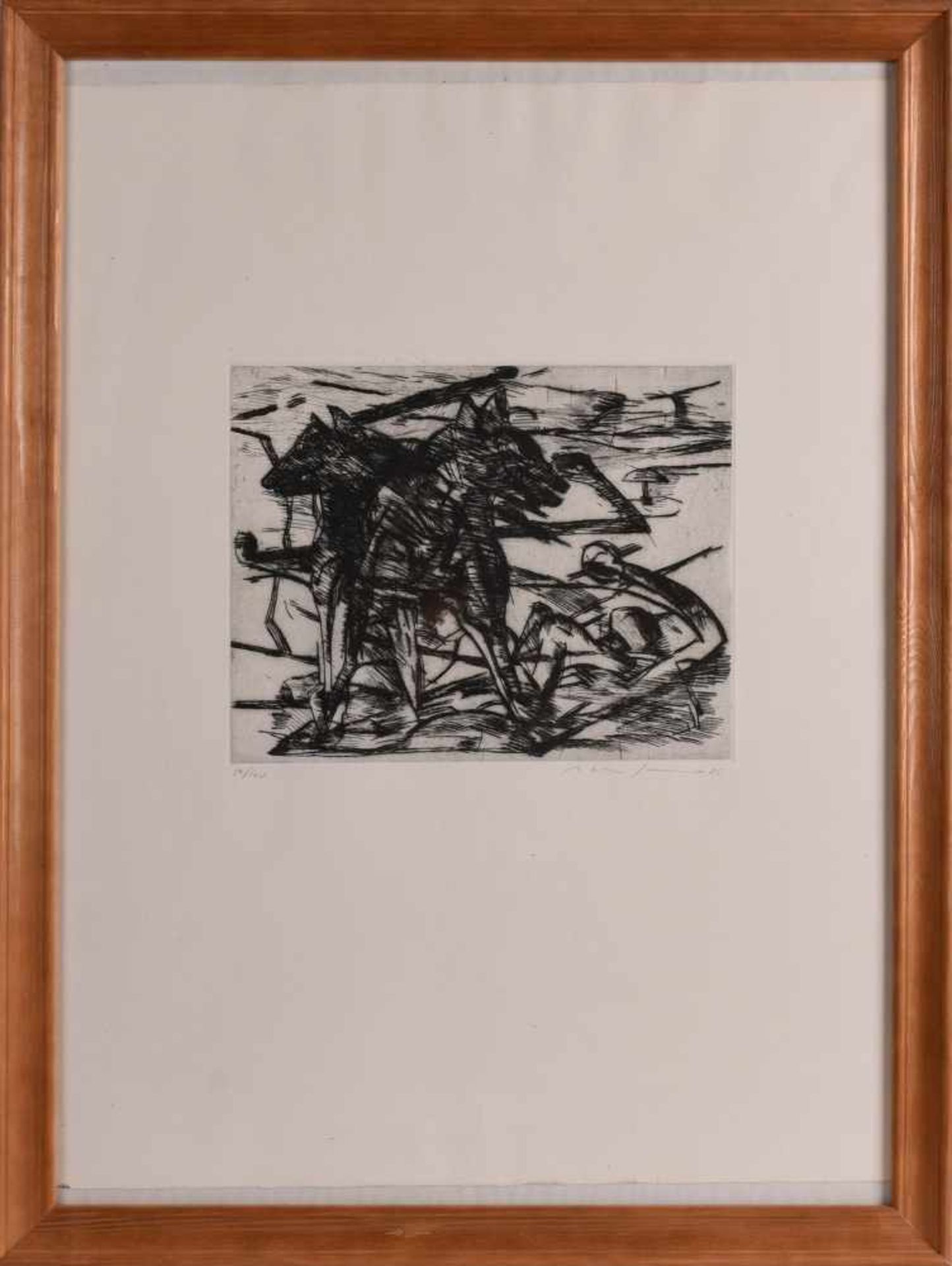 Kaminski, Max G. (1938 Königsberg - 2019) Radierung auf Bütten, "Hunde", unten in Bleis signiert, - Bild 3 aus 4