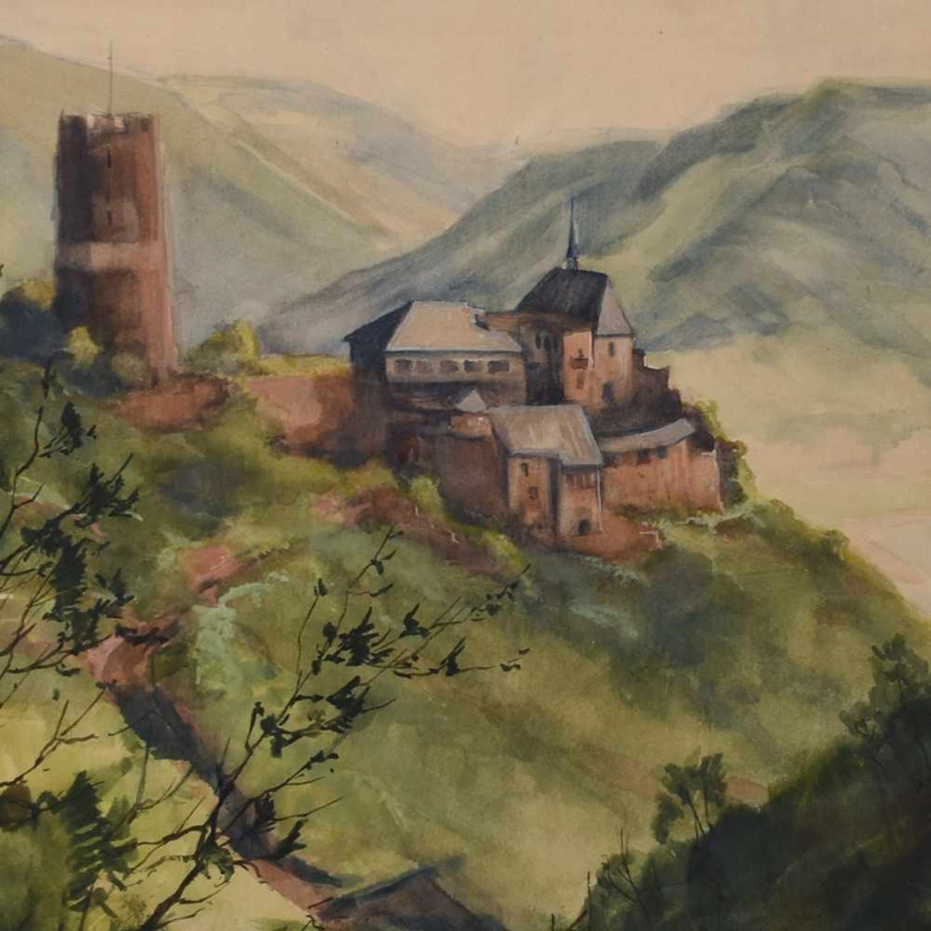 Melhorn, Gerhart (1905 Krefeld - 1972 ebd.) Aquarell und Tusche auf Papier, Blick auf eine