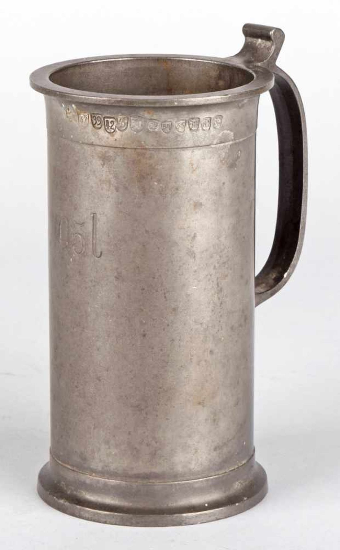 Messgefäß am Boden gemarkt "Reichszinn 25. Juni 1887", Fassungsvermögen 0,5 l, schlanker - Bild 2 aus 3