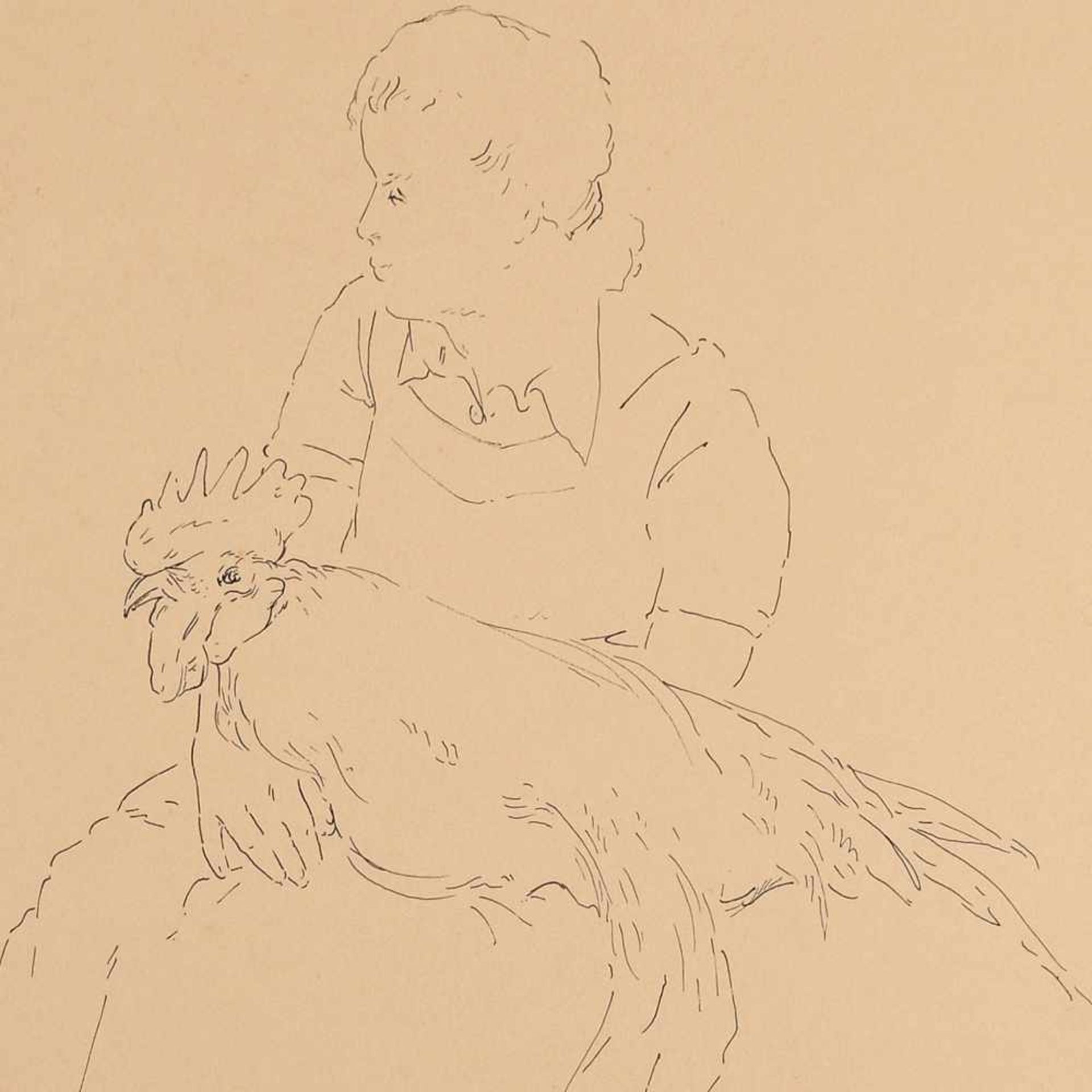 Pudlich, Robert (1905 Dortmund - 1962 Düsseldorf) Federzeichnung auf festem Papier, Mädchen mit