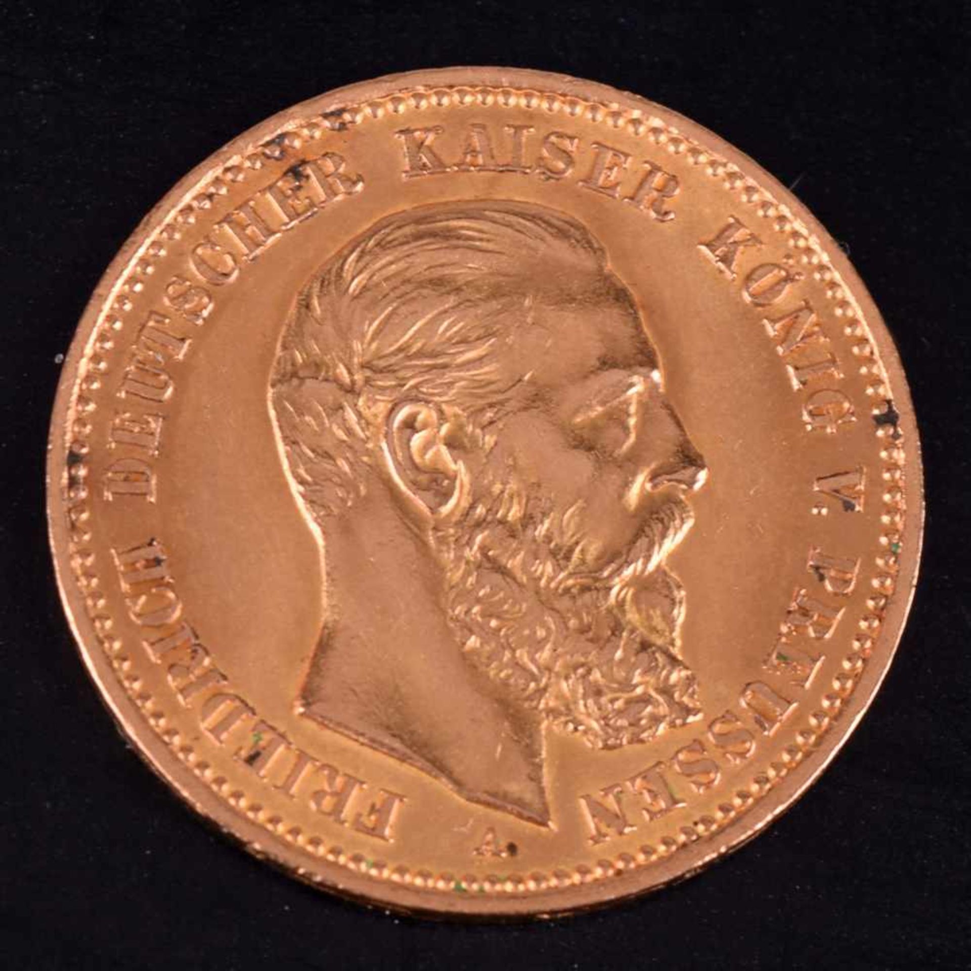 Goldmünze Kaiserreich - Preußen 1888 10 Mark in Gold, 900/1000, 3,58 g, av. Friedrich Deutscher - Bild 2 aus 3