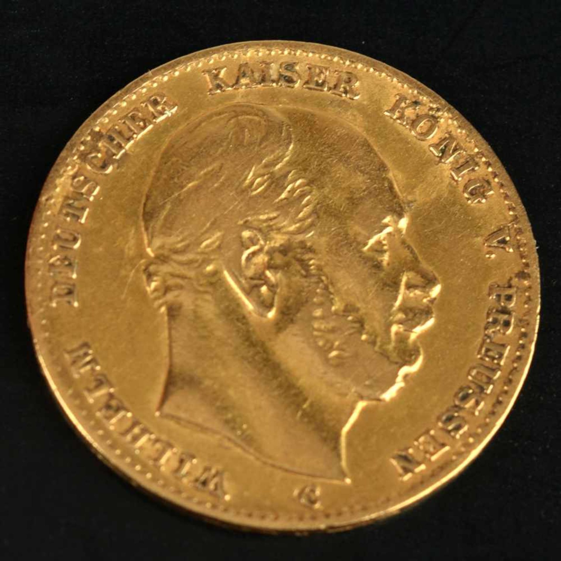 Goldmünze Kaiserreich - Preußen 1872 10 Mark in Gold, 900/1000, 3,58 g, av. Wilhelm Deutscher Kaiser - Bild 2 aus 3