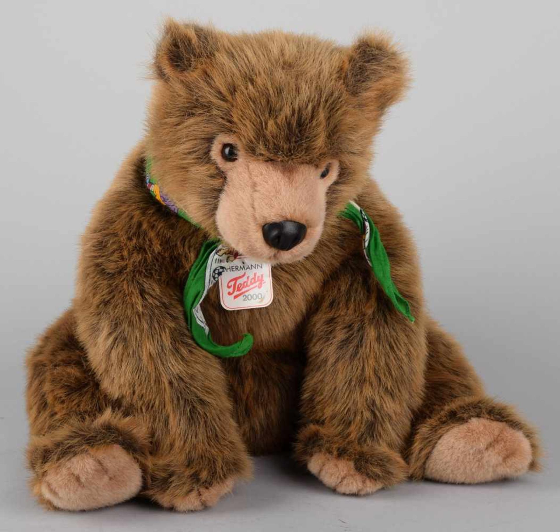Teddybär Hersteller: Hermann, sitzender Bär mit Glasaugen und braunem Fell, sehr guter Zustand, H - Image 2 of 2