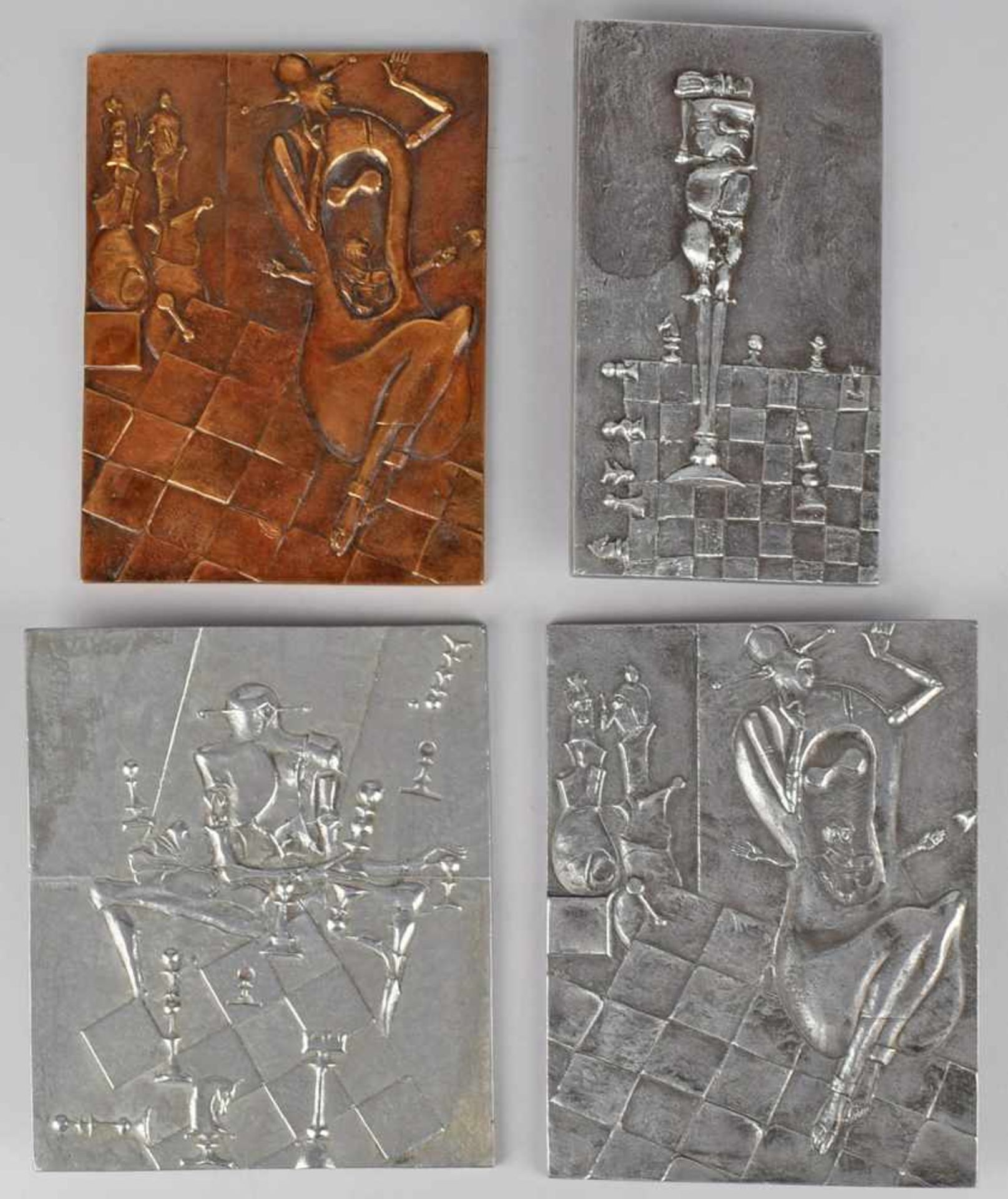 Pleskowski, Stanislaw (1934 Lublin - ?) Weiß- und Bronzeguss, 4 rechteckige Wandplatten, dabei " - Bild 2 aus 2