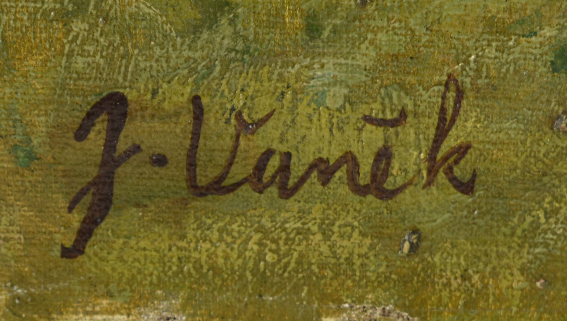 Vanek, J. Öl/Lwd., Alpenlandschaft mit See, links unten signiert, ungerahmt, ca. 70 x 100 cm - Bild 3 aus 3