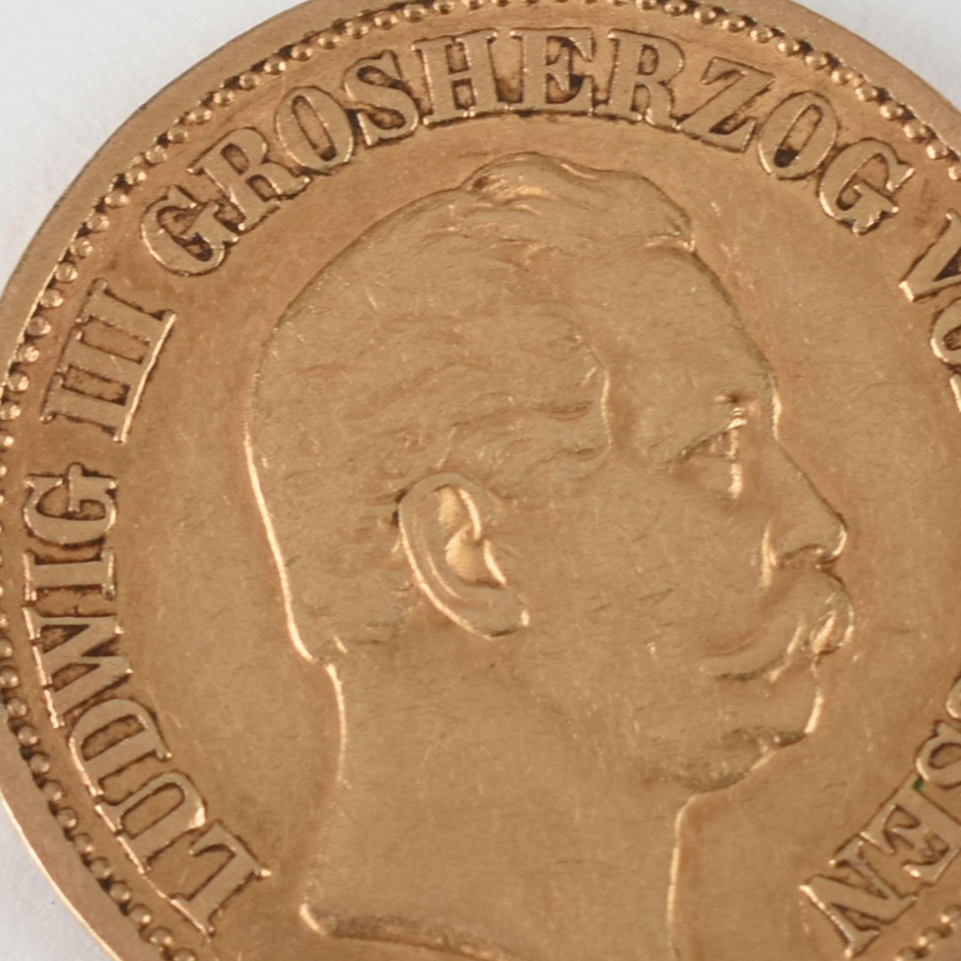Goldmünze Kaiserreich - Hessen 1873 20 Mark in Gold, 900/1000, 7,96 g, D ca. 22,5 mm, av. Ludwig III