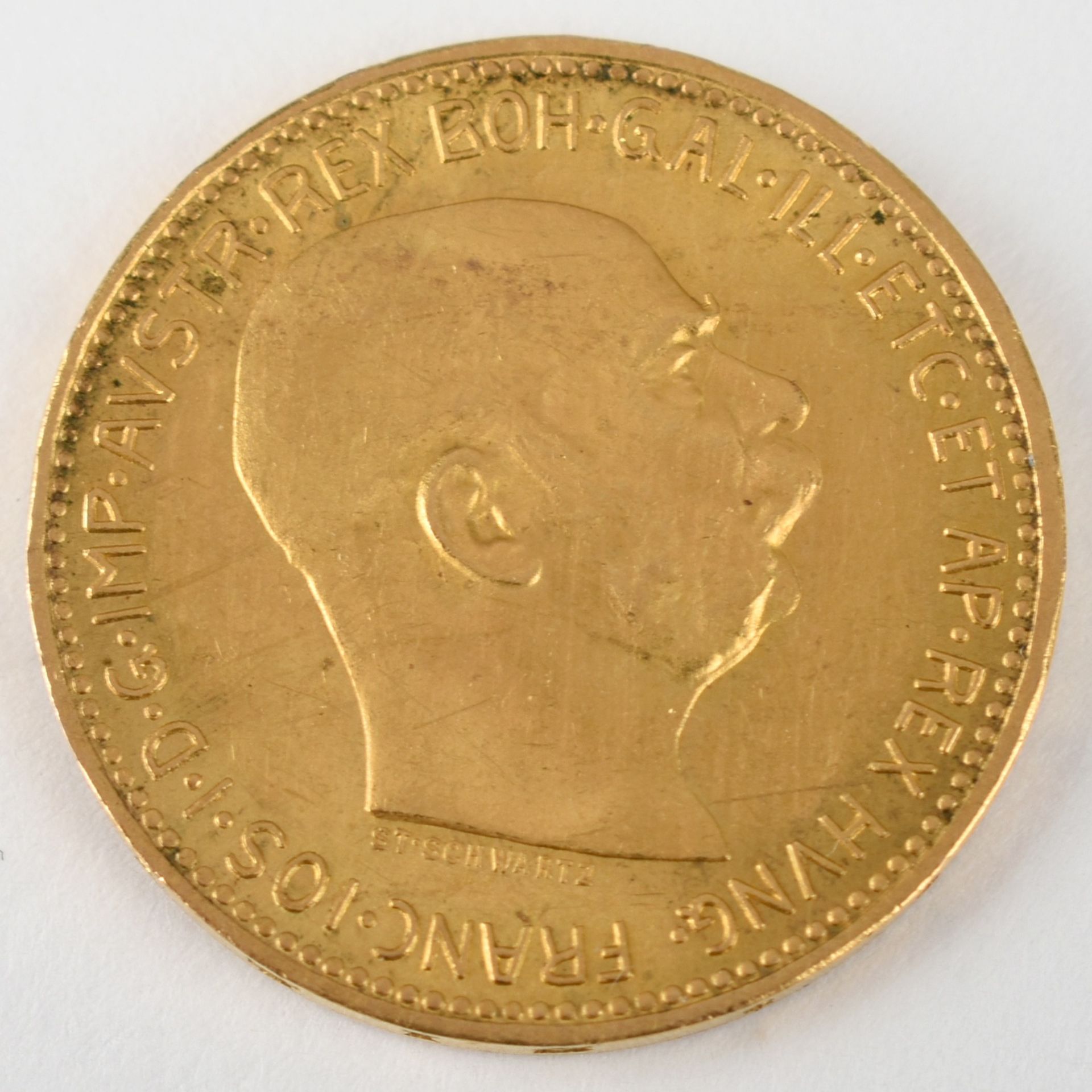 Goldmünze Österreich 1915 20 Kronen in Gold, 900/1000, 6,775 g, D ca. 21,1 mm, av. Kaiser Franz - Bild 3 aus 3