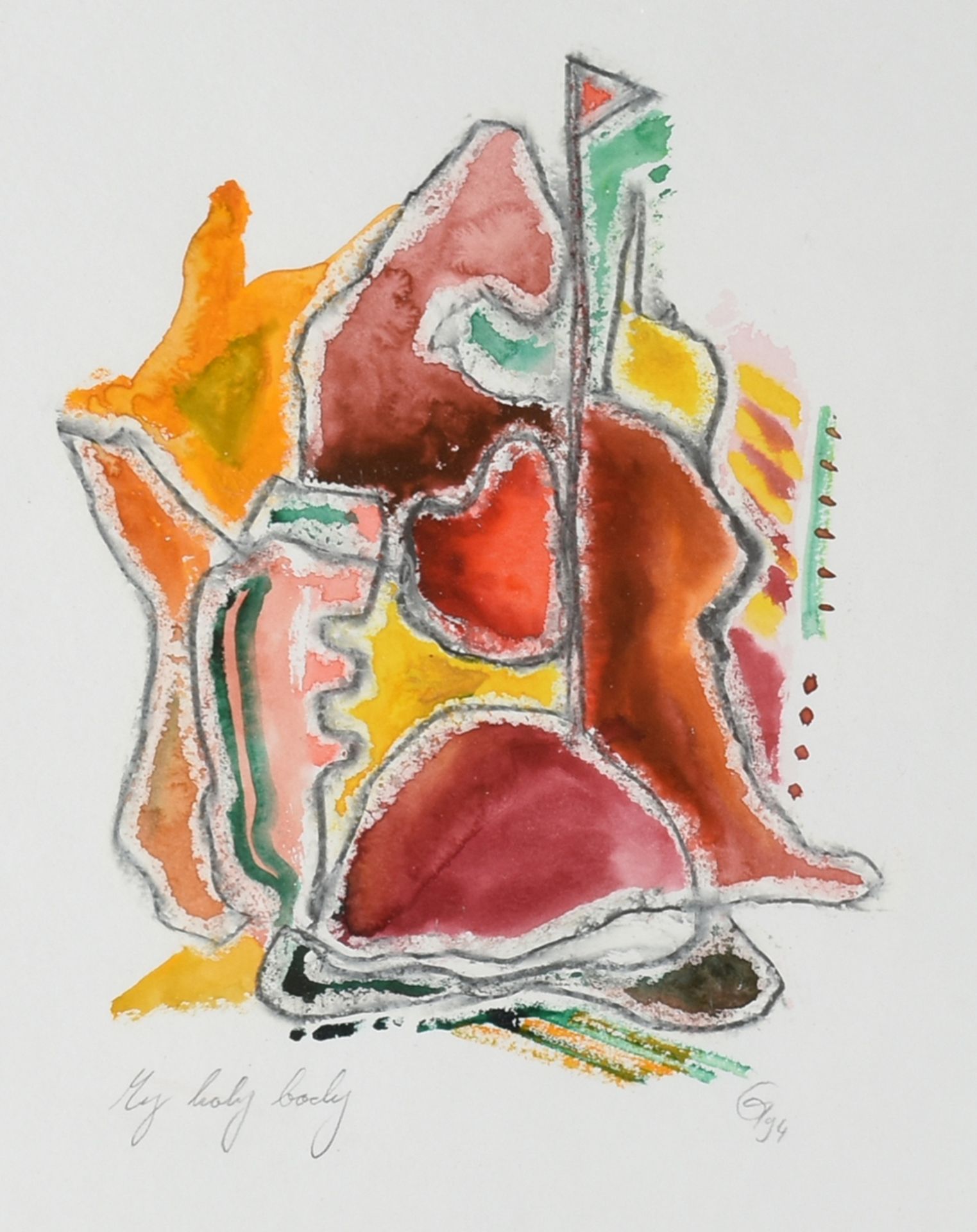 Weise, Ronald (1960 Karl-Marx-Stadt - ) Mischtechnik auf Papier, abstrakte Farbdarstellung, unten in - Bild 2 aus 4