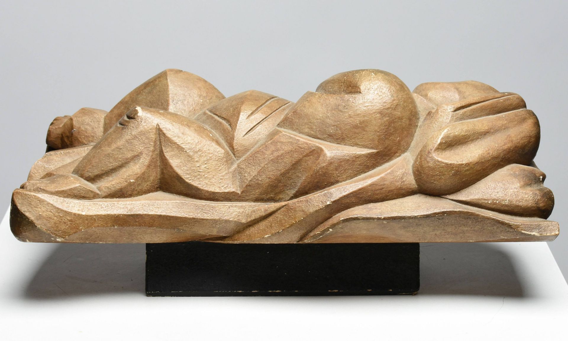 Schwertl, Otto (1936 München - 2013) Holz geschnitzt, Kreidegrund mit brauner Fassung, "Die Quelle", - Bild 3 aus 3