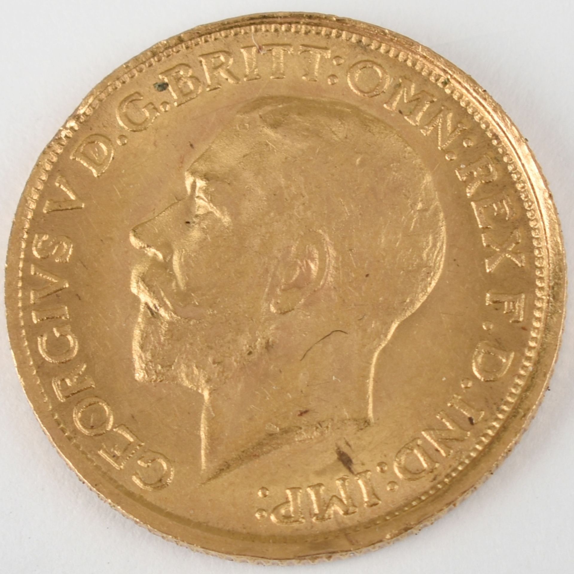 Goldmünze Großbritannien 1911 Sovereign in Gold, 916/1000, 7,988 g, D ca. 22 mm, av. König George V. - Bild 2 aus 3
